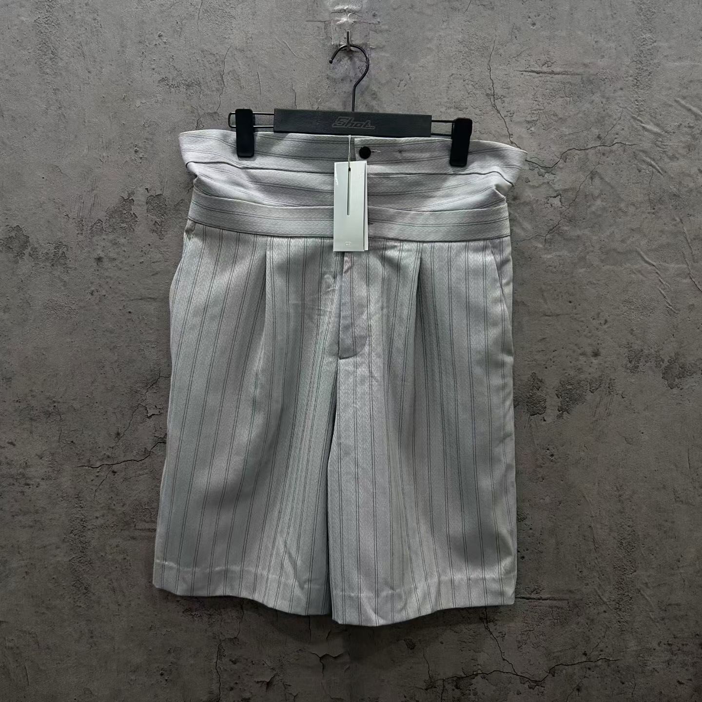 Dior Gray Striped Wool Suit Shorts