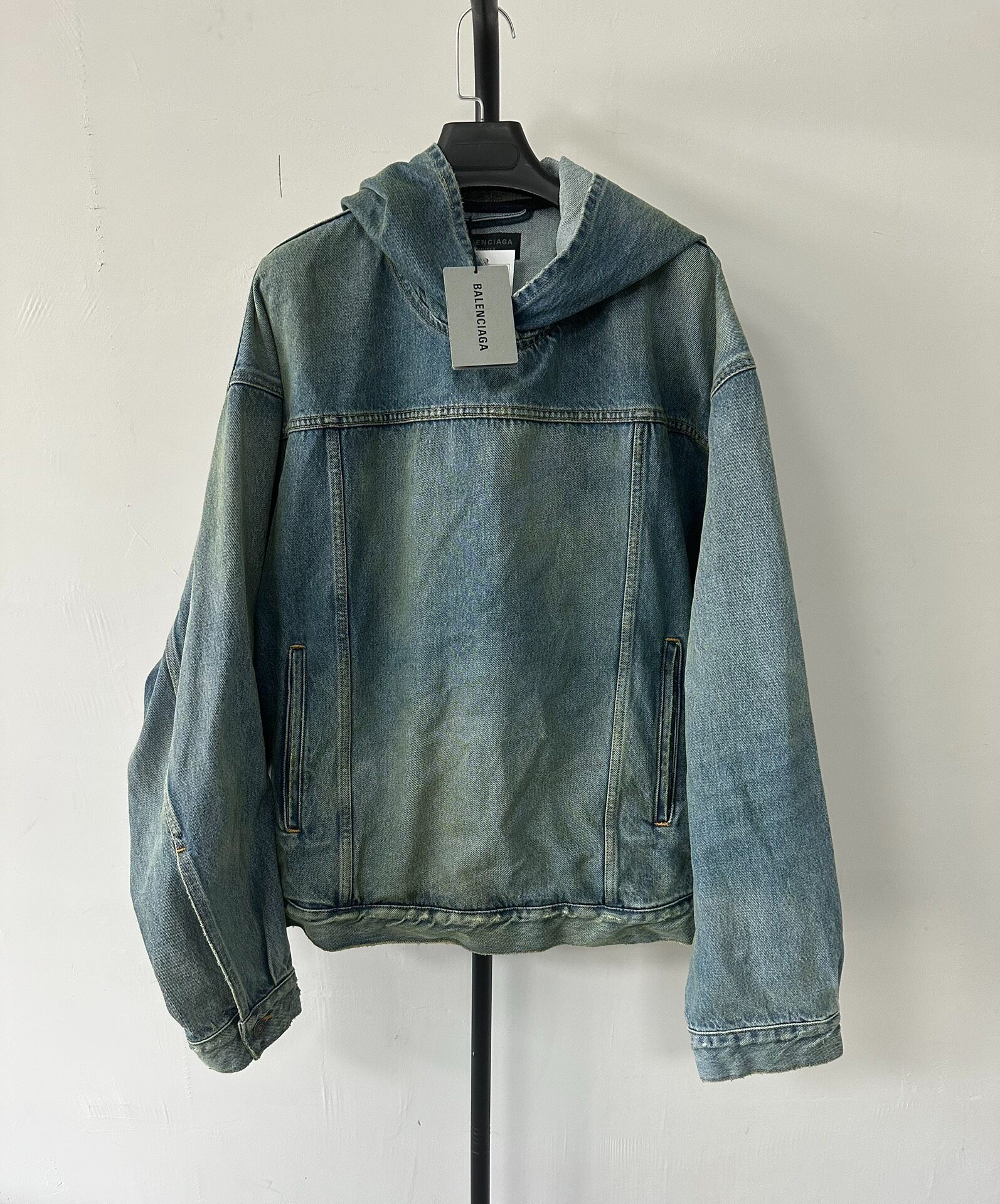 Balenciaga Blue Denim Hooded Pullover Jacket