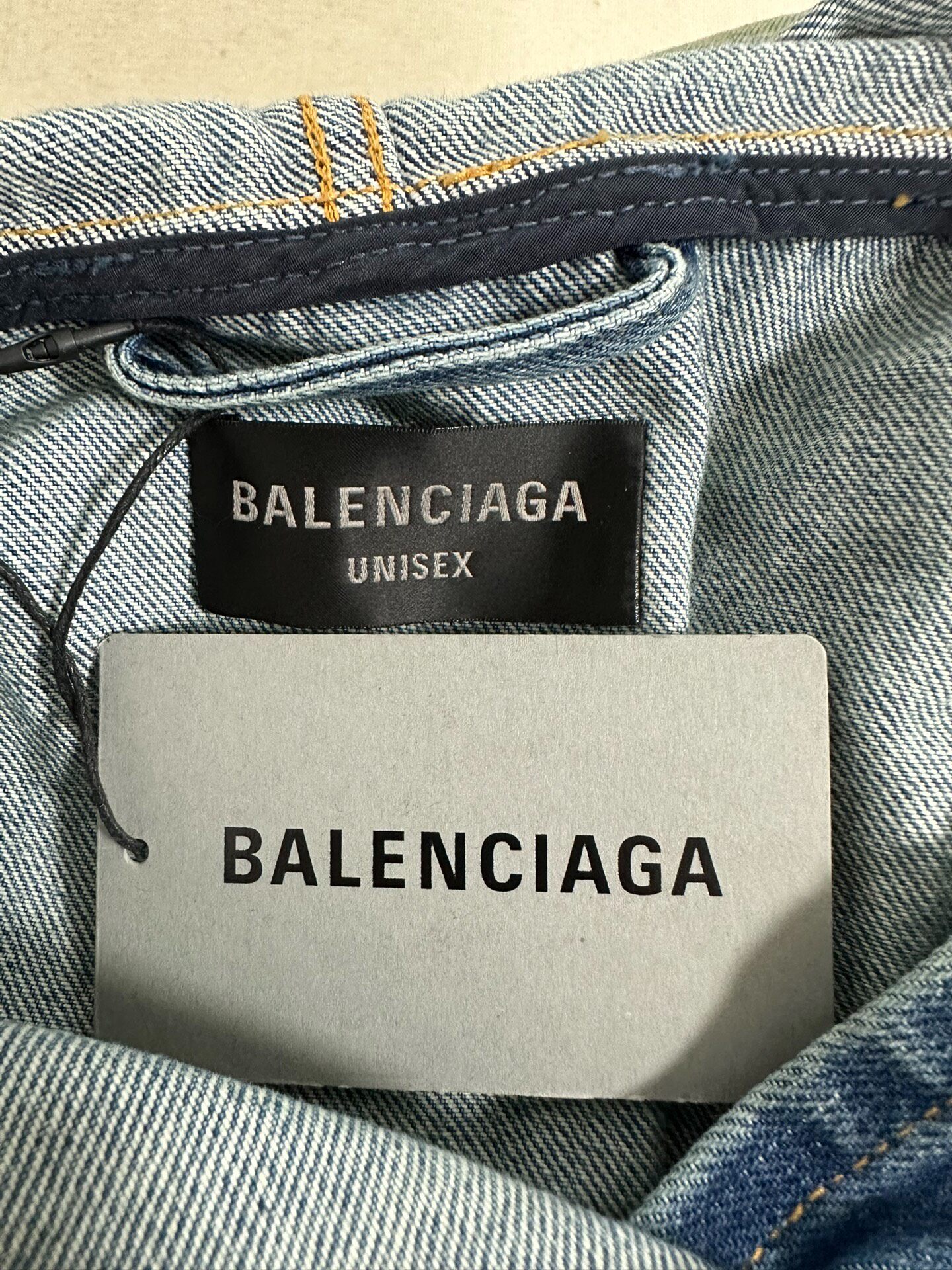 Balenciaga Blue Denim Hooded Pullover Jacket — back