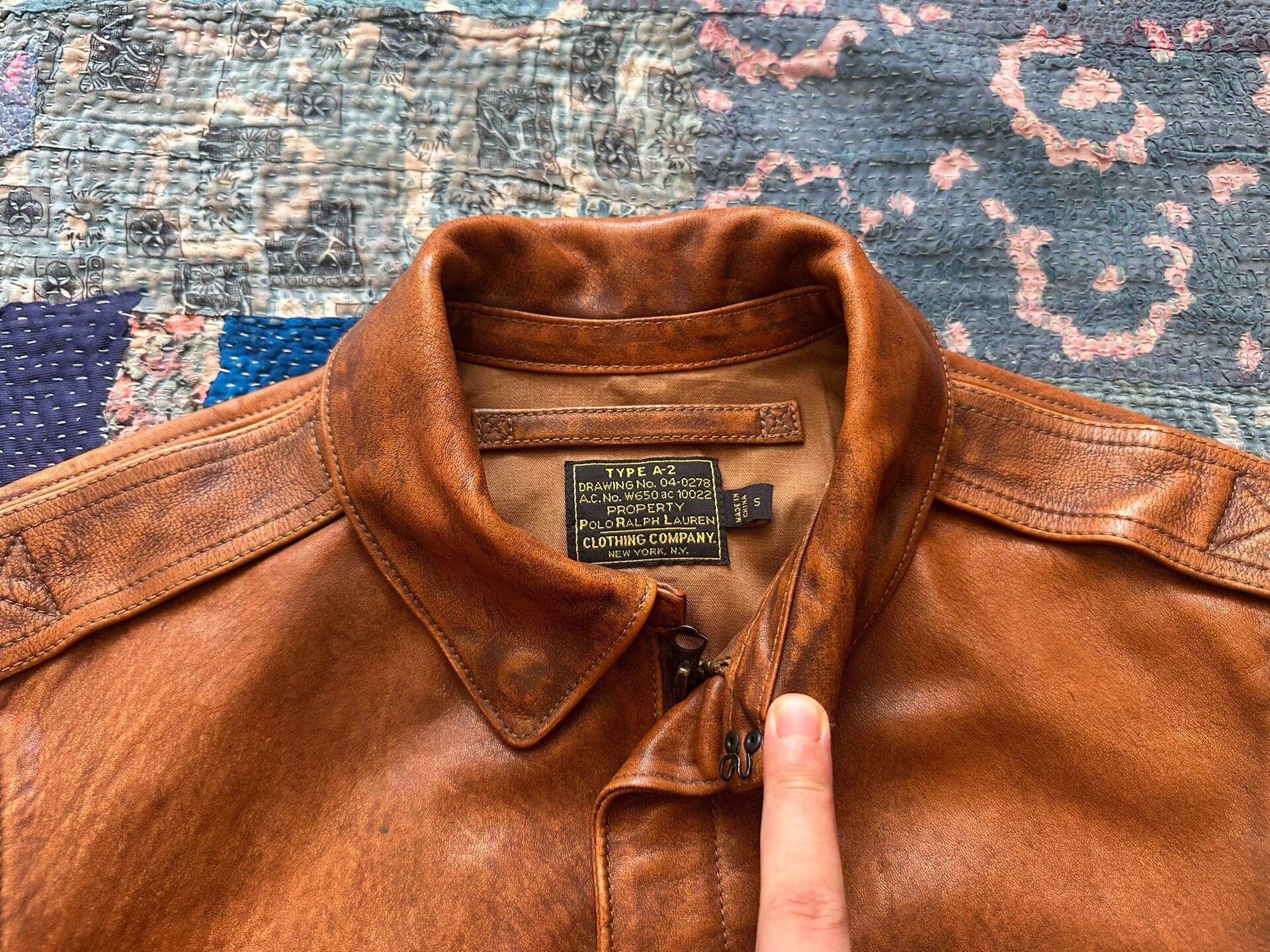 Polo Ralph Lauren Vintage A2 Leather Jacket — detail
