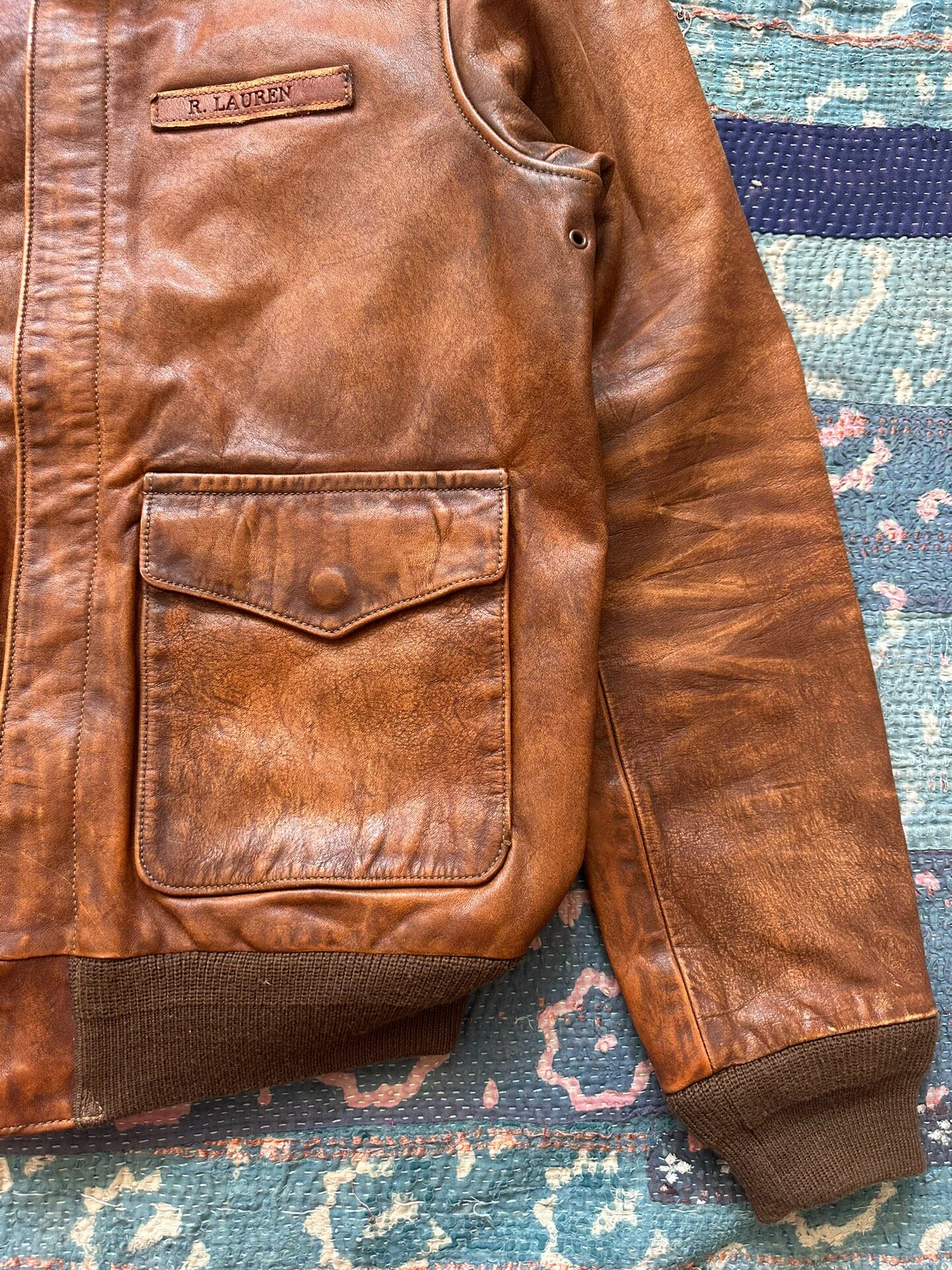Polo Ralph Lauren Vintage A2 Leather Jacket — label