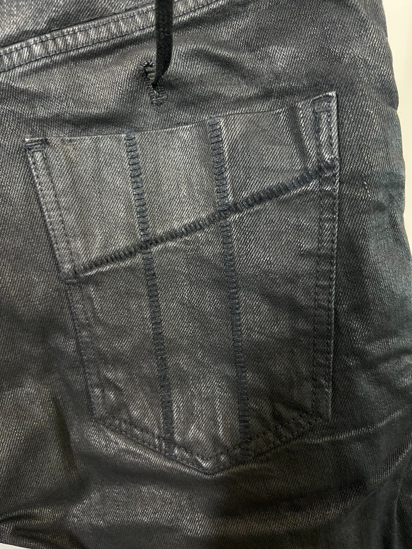 Boris Bidjan Saberi P10 Wax Denim Shorts — label