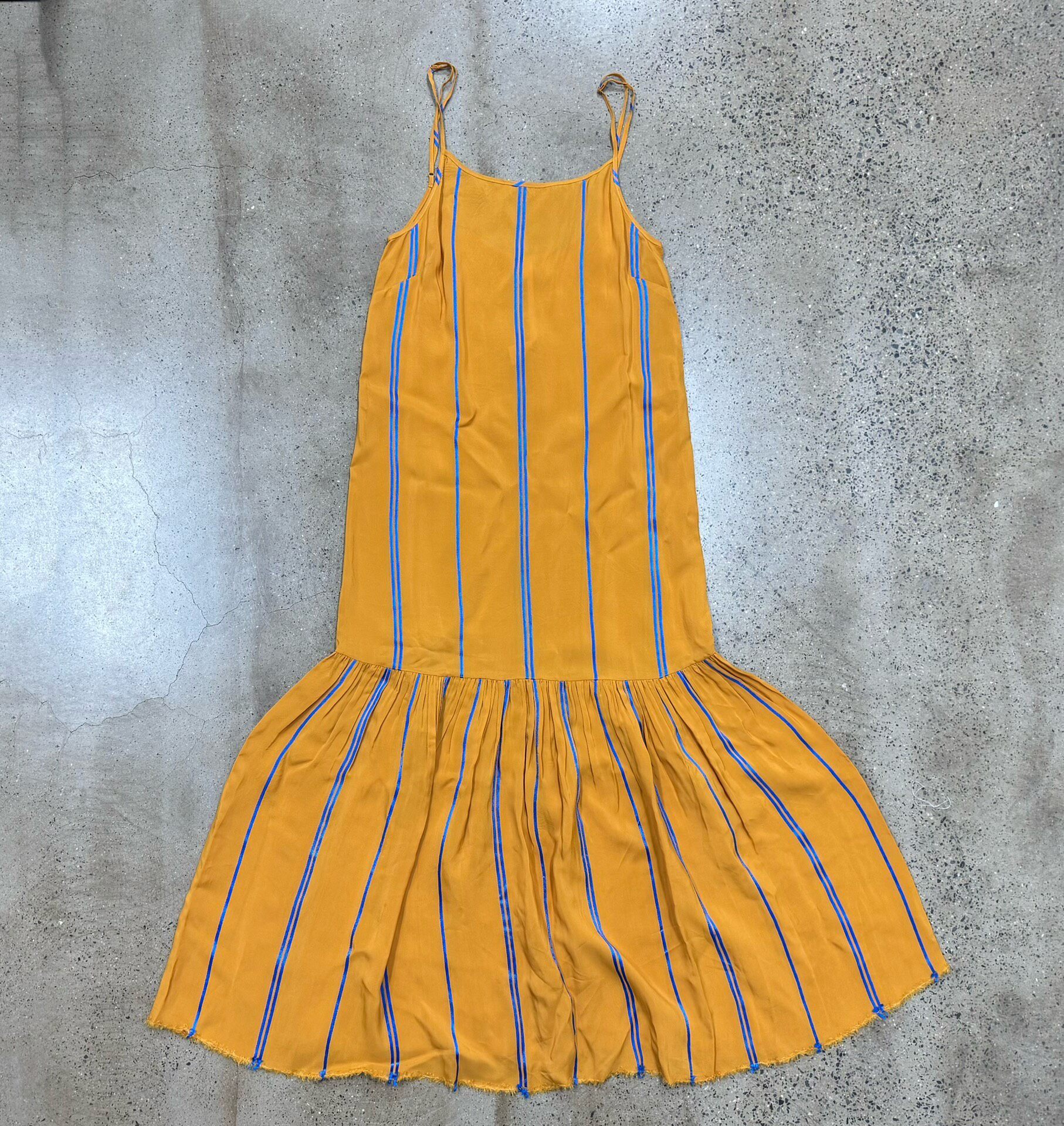 UMA WANG LabelHood Mustard Striped Slip Dress — back