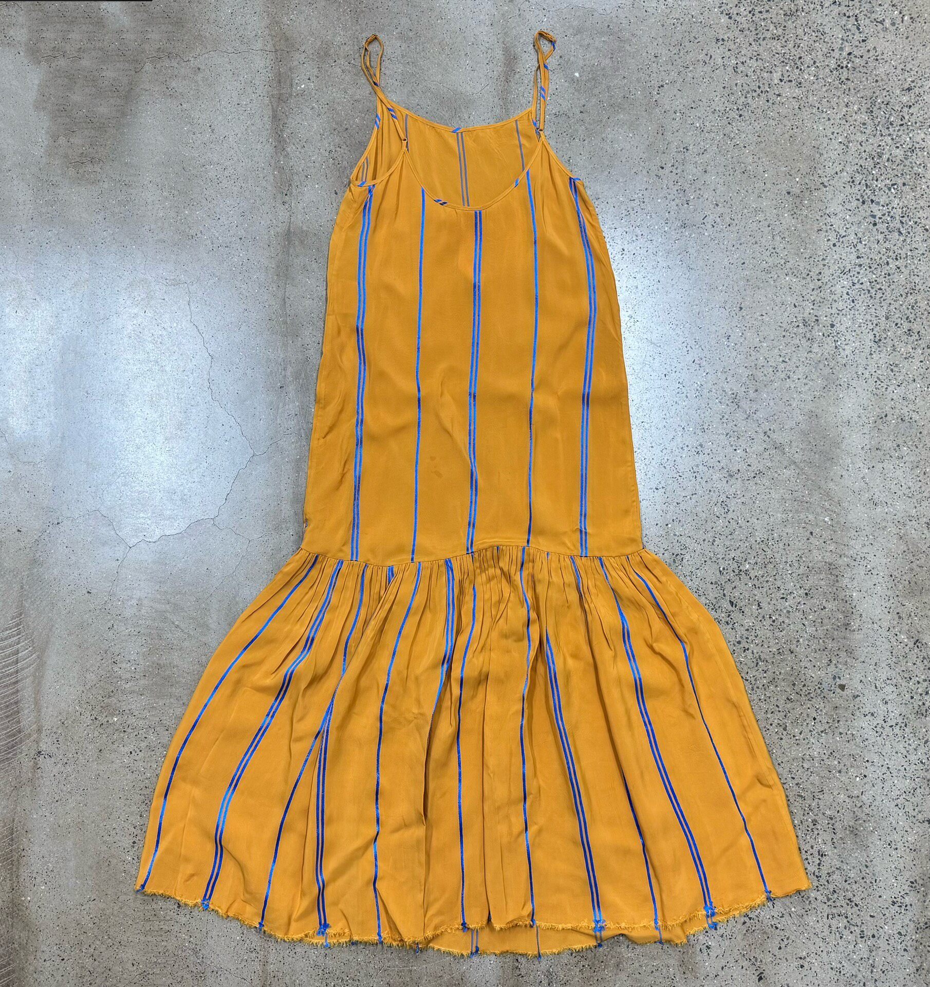 UMA WANG LabelHood Mustard Striped Slip Dress