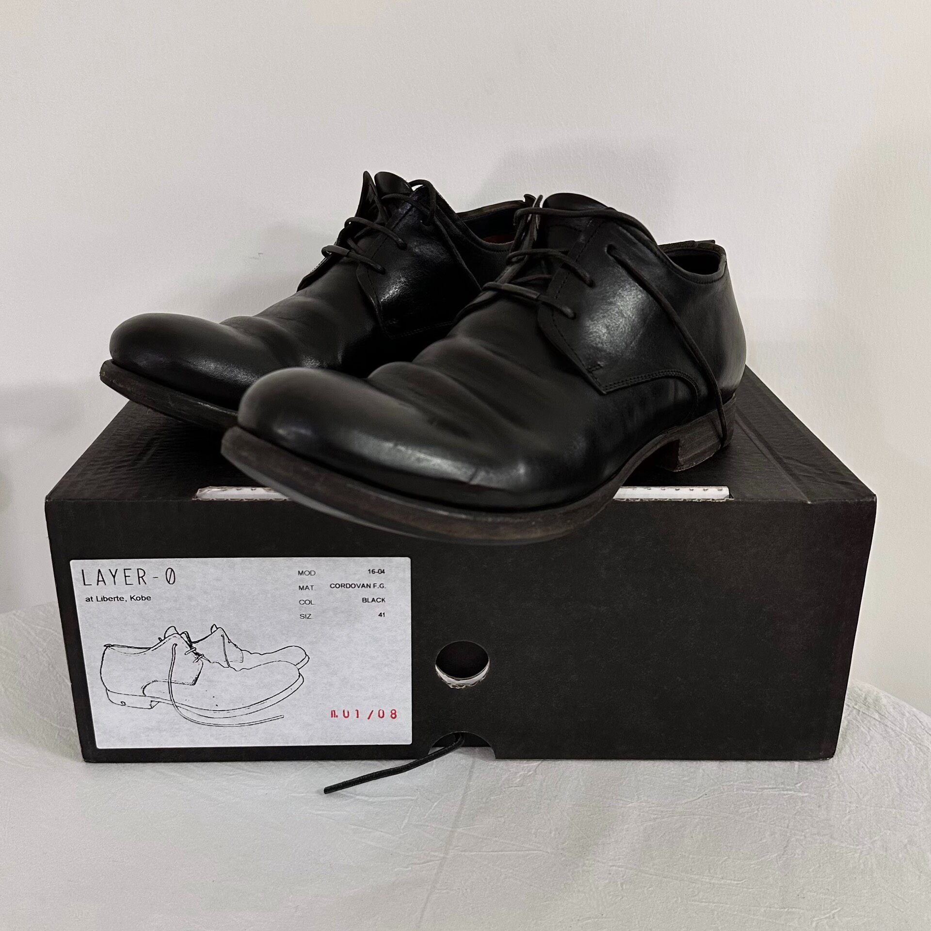 LAYER-0 Black Cordovan Derby Shoes