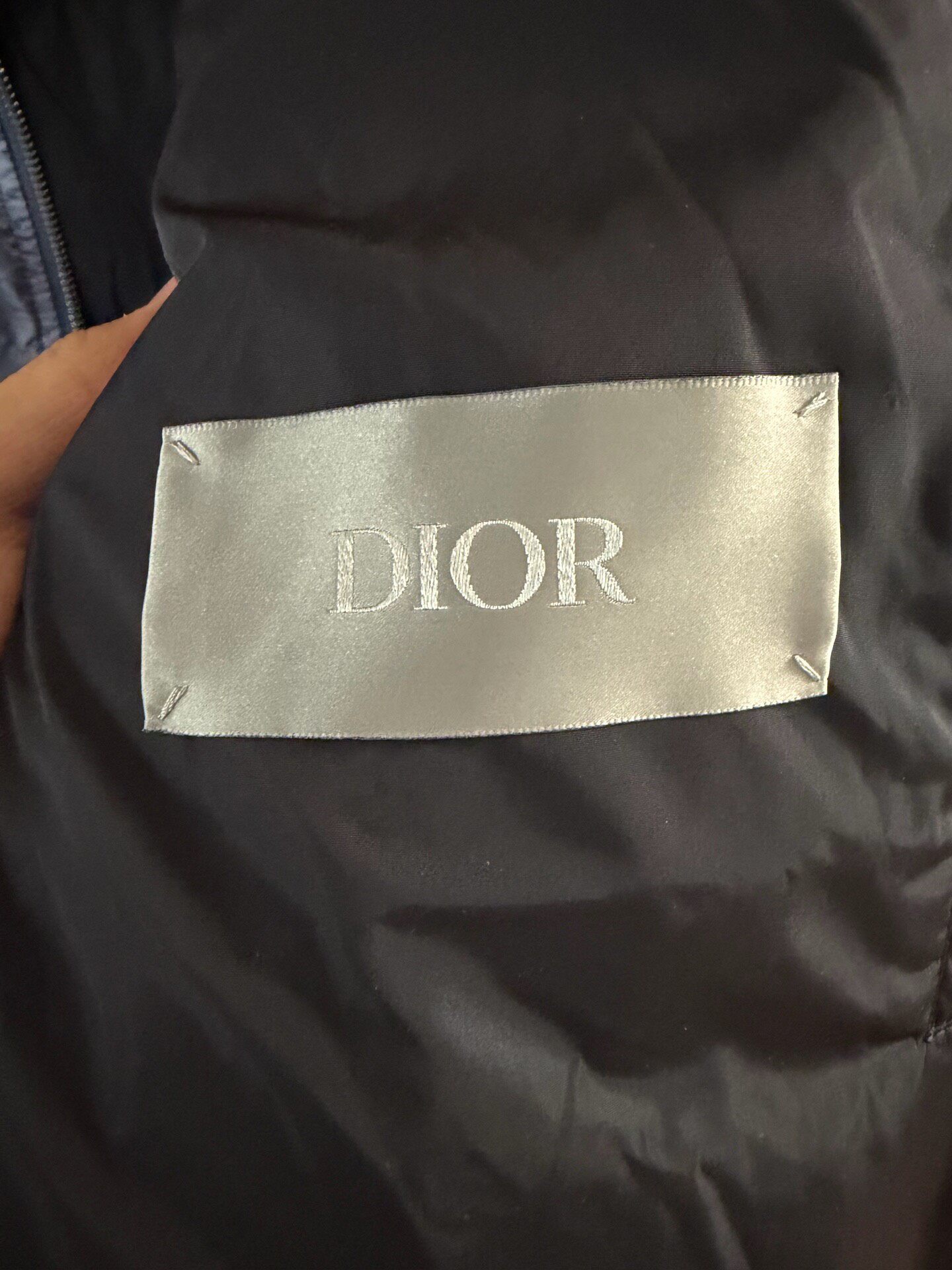 Dior Blue Monogram Puffer Down Jacket — label