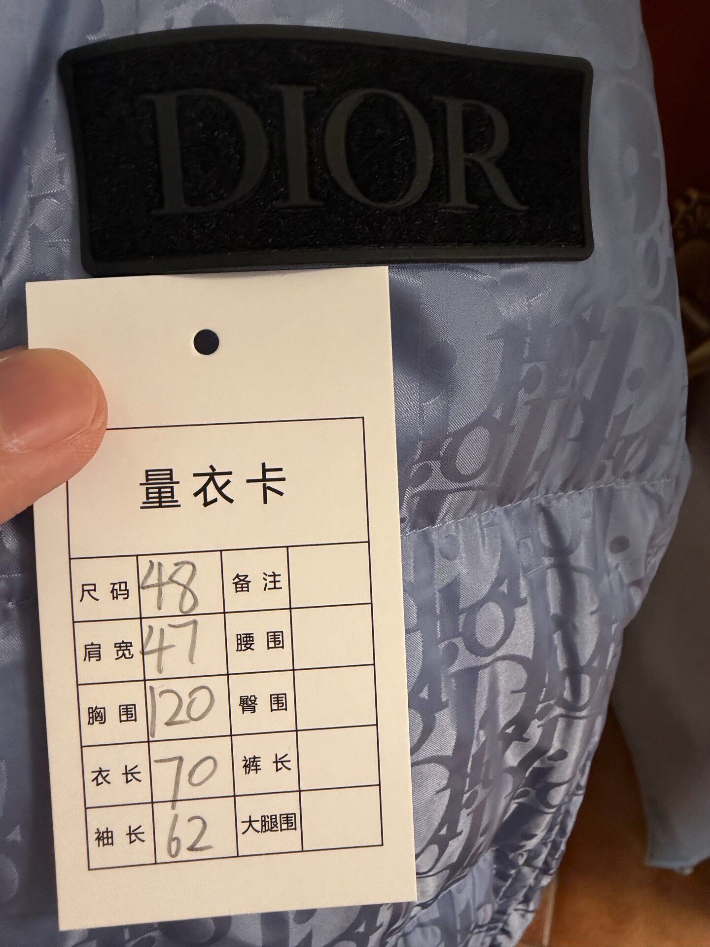 Dior Blue Monogram Puffer Down Jacket — detail