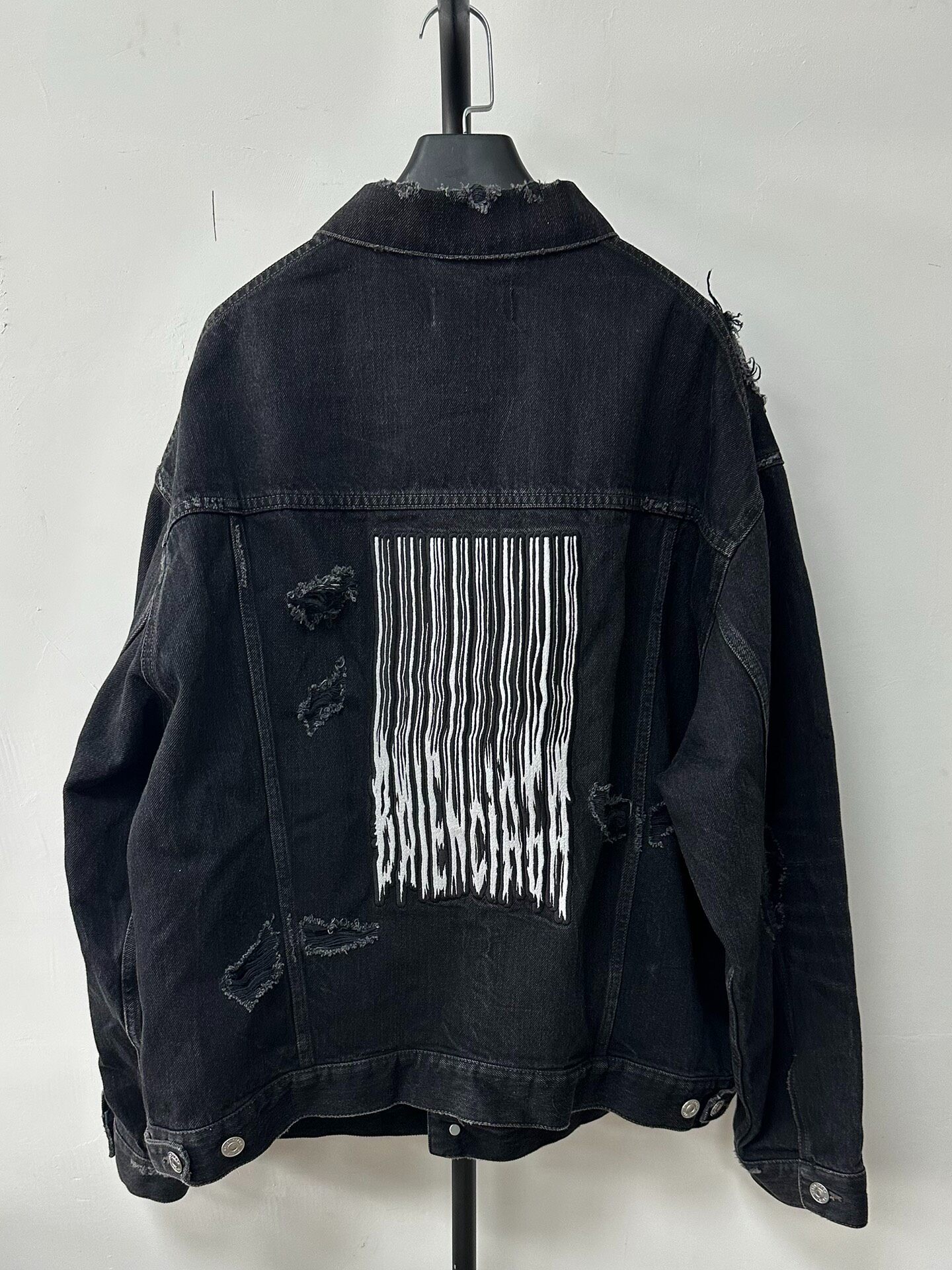 Balenciaga Distressed Black Denim Jacket