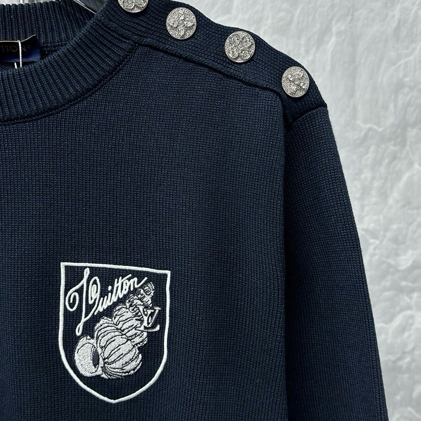 Louis Vuitton SS24 Navy Embroidered Sweater — front
