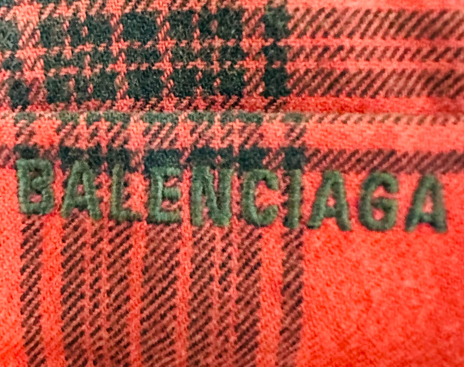 Balenciaga Red Plaid Hooded Shirt — detail