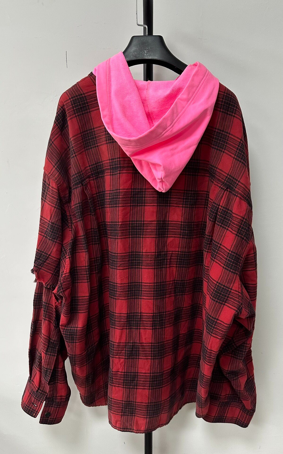 Balenciaga Red Plaid Hooded Shirt — front