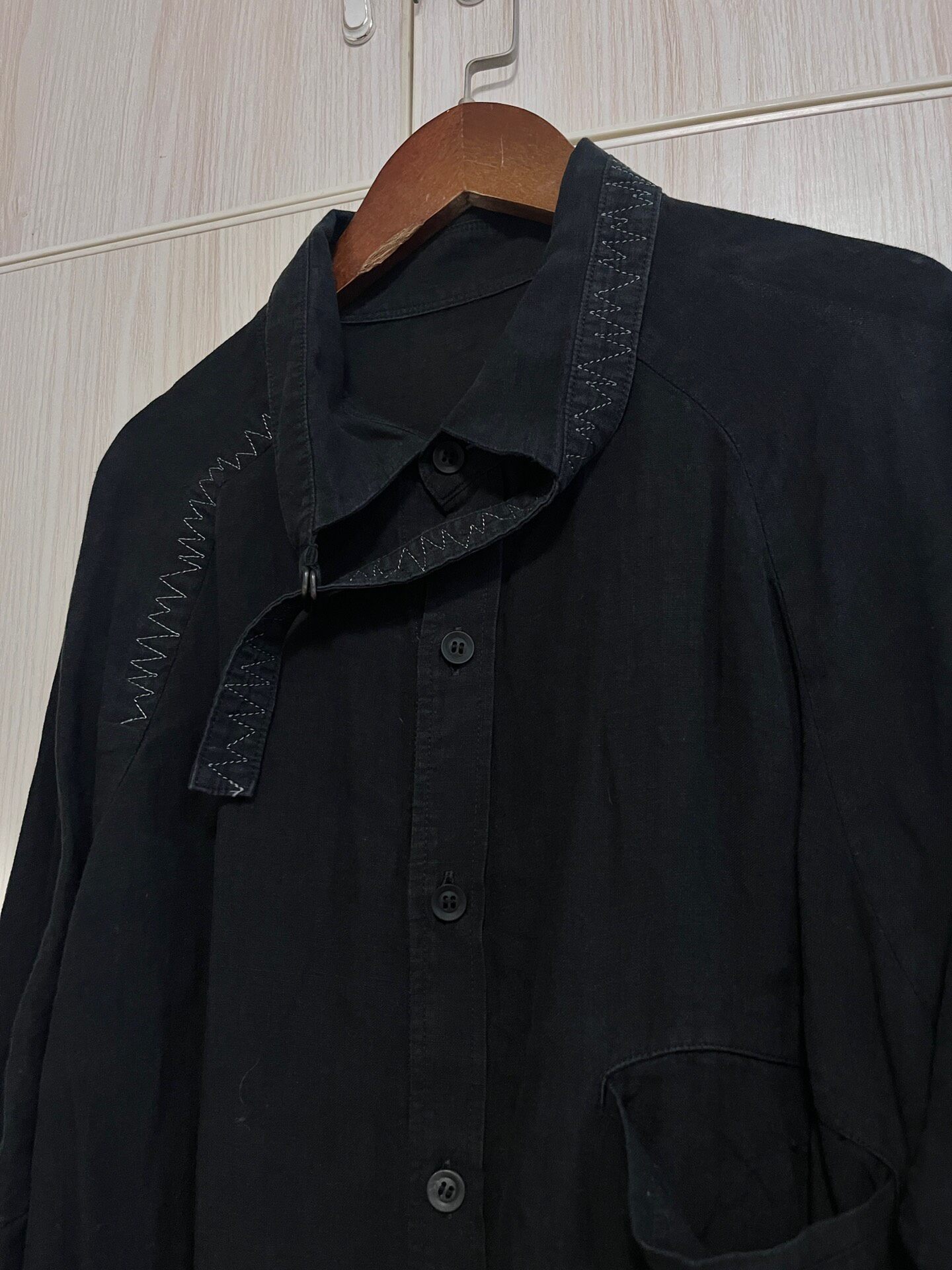 Yohji Yamamoto 24ss Black Linen Shirt — detail