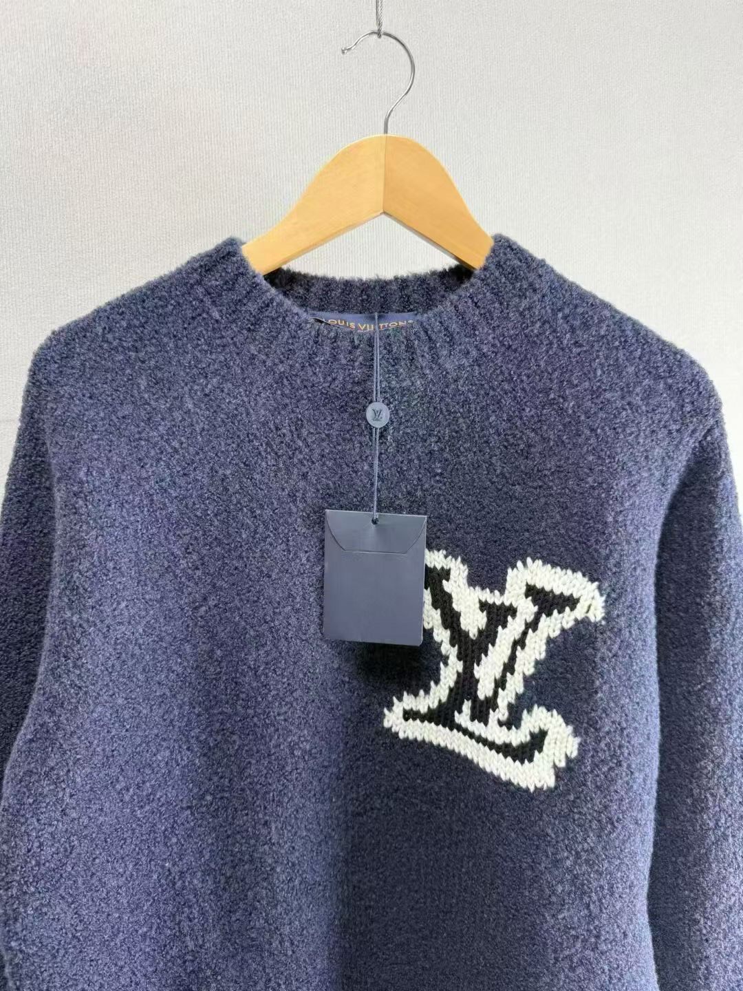 Louis Vuitton Dark Blue Teddy Wool Sweater — detail