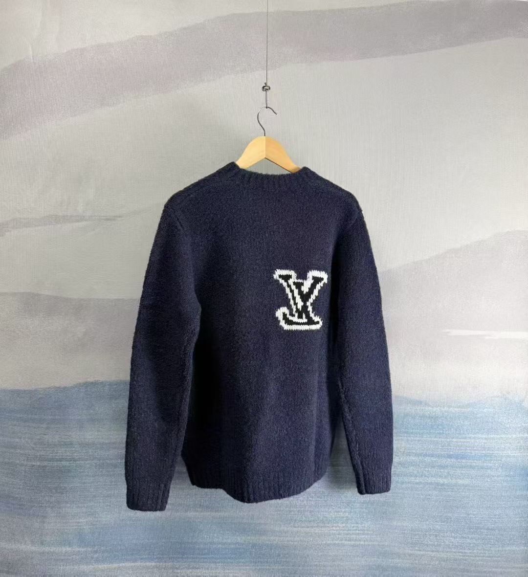 Louis Vuitton Dark Blue Teddy Wool Sweater — front