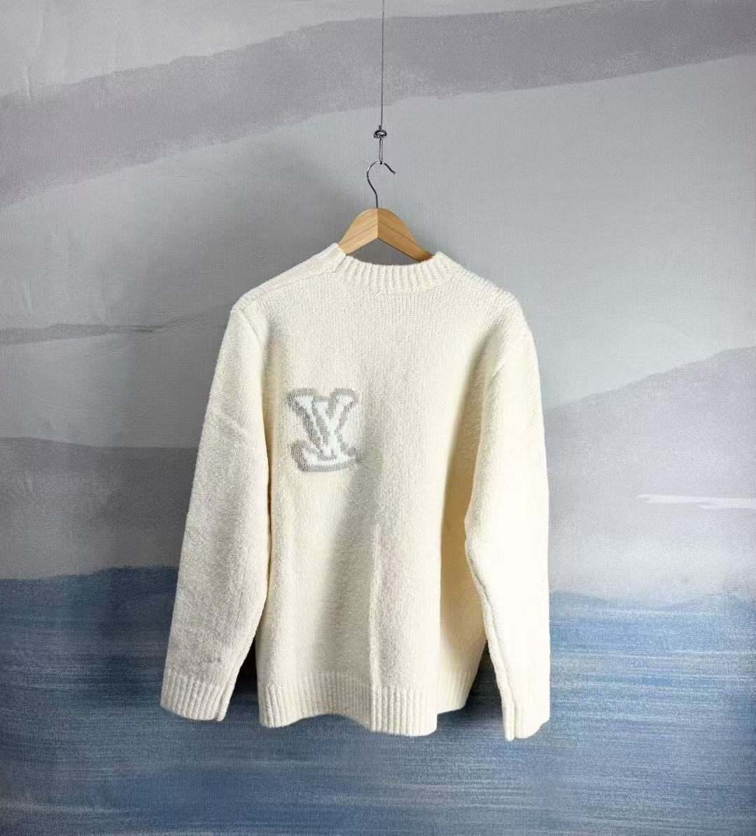 Louis Vuitton White Teddy Wool Sweater — detail