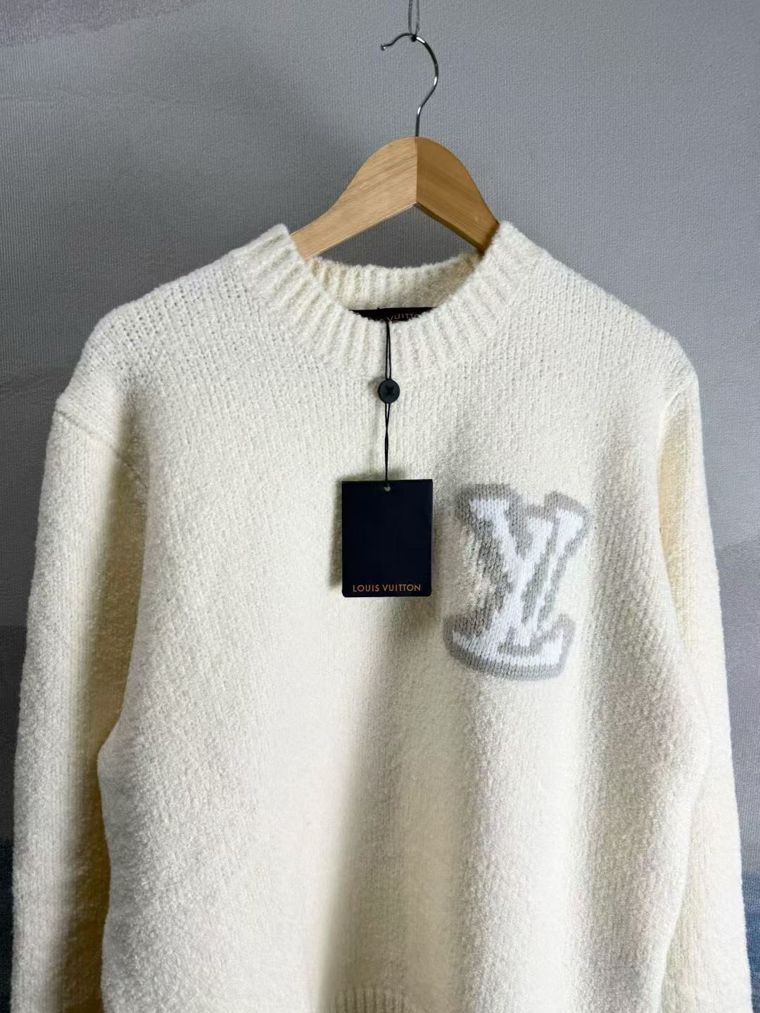 Louis Vuitton White Teddy Wool Sweater — front