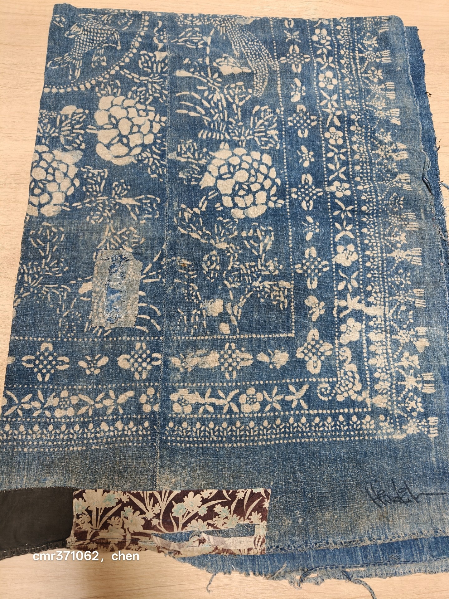 Visvim Indigo Kofu Textile Floral Prints — detail