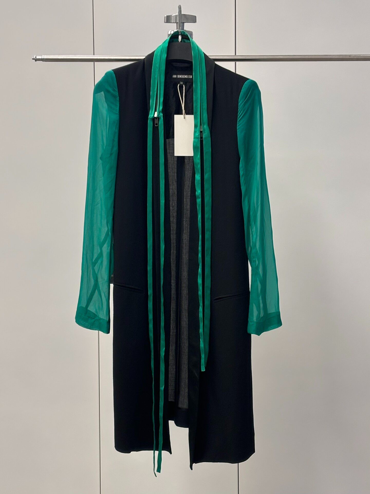 Ann Demeulemeester SS2016 Teal Coat — front