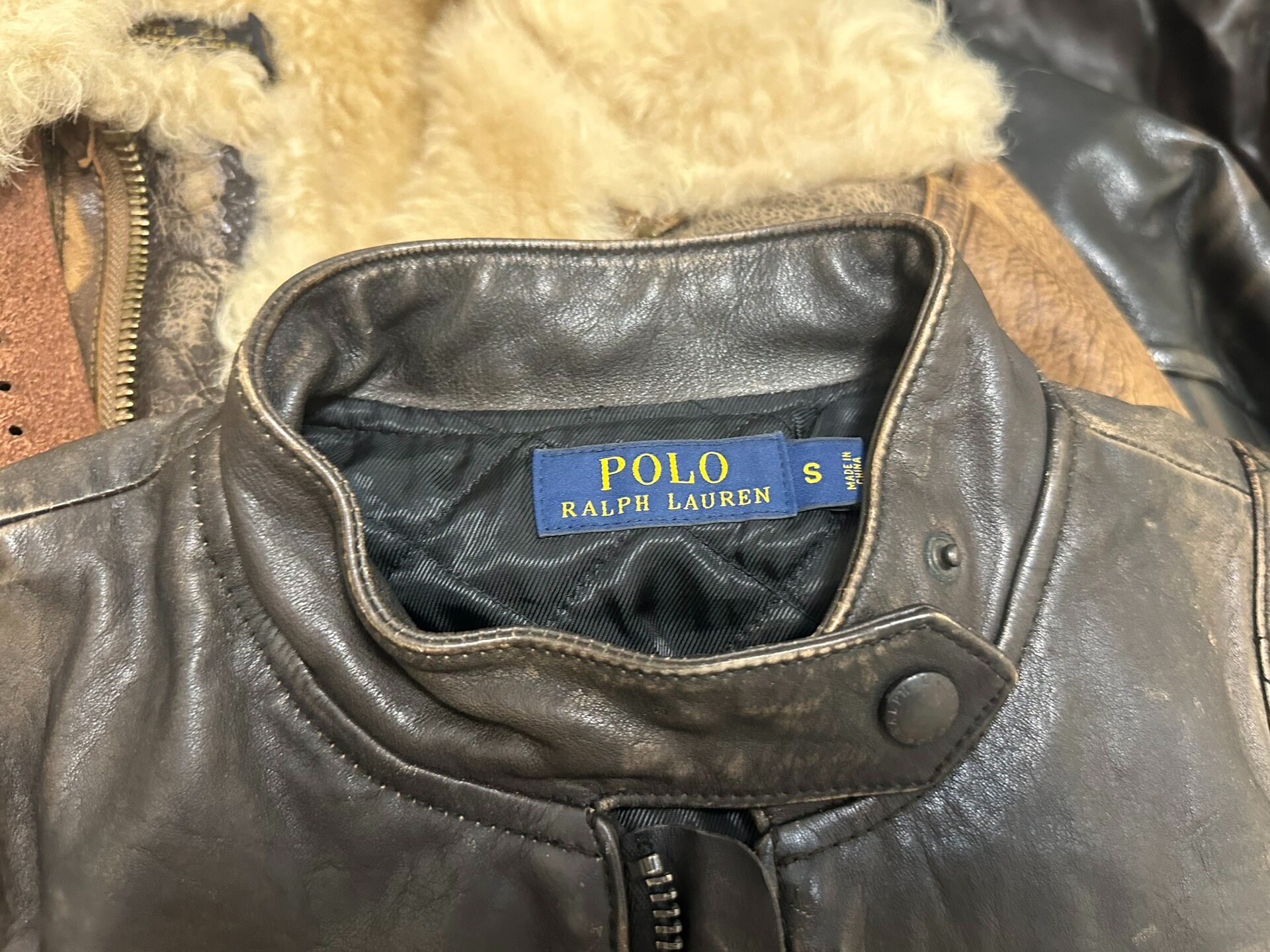 Polo Ralph Lauren Leather Moto Jacket — detail