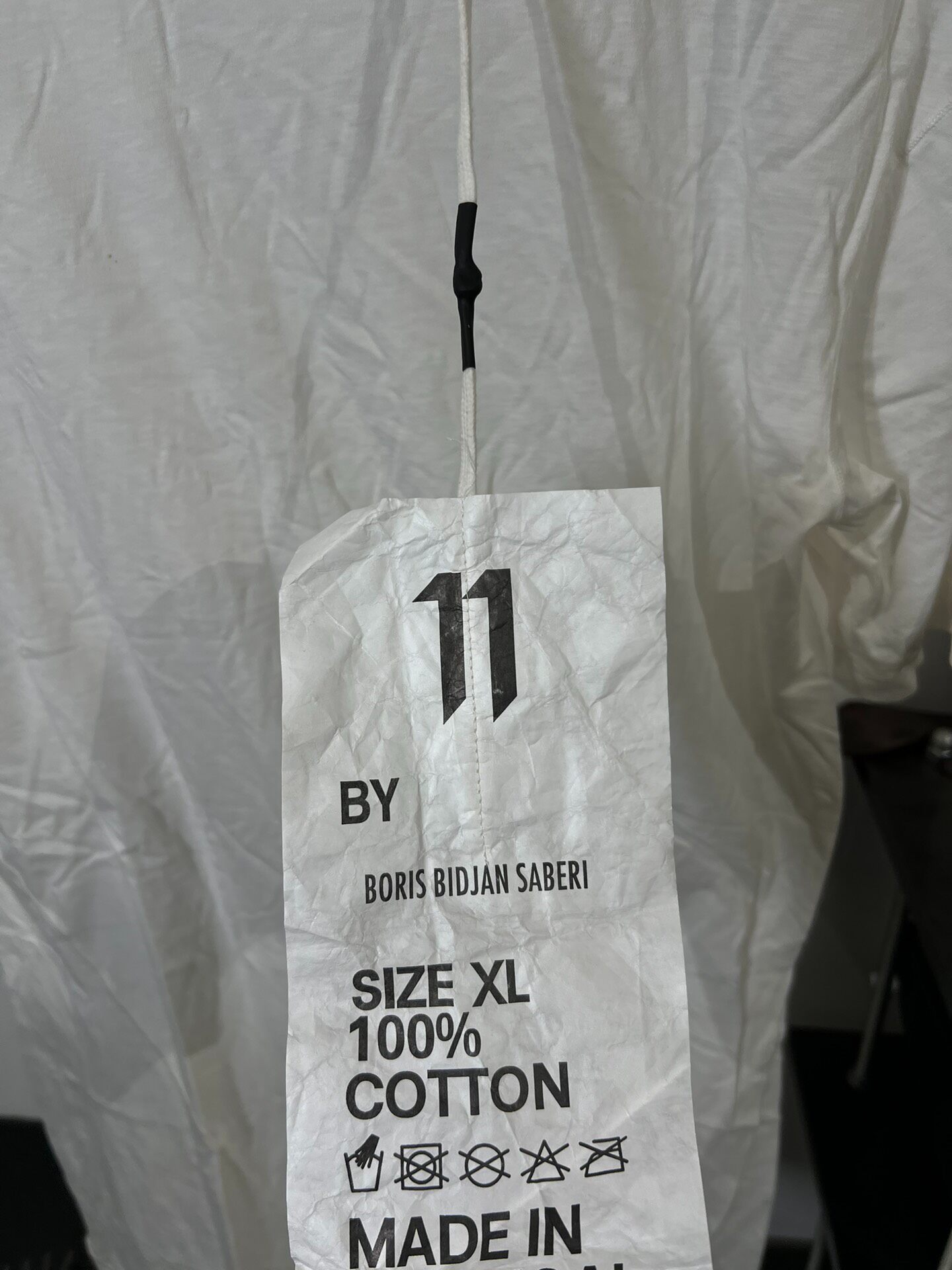 Boris Bidjan Saberi Basic White T-Shirt — label