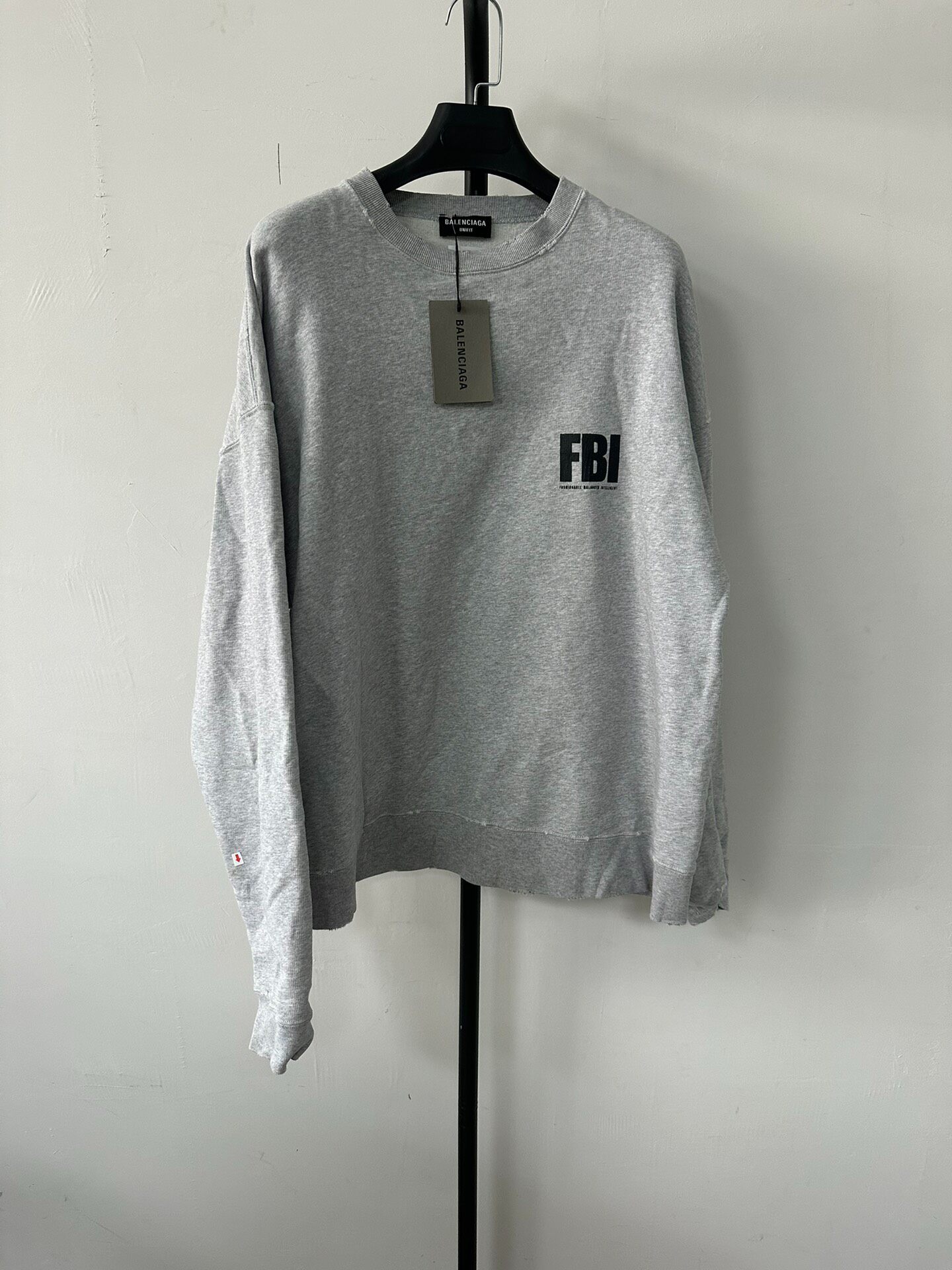 Balenciaga Gray FBI Print Crewneck Sweatshirt