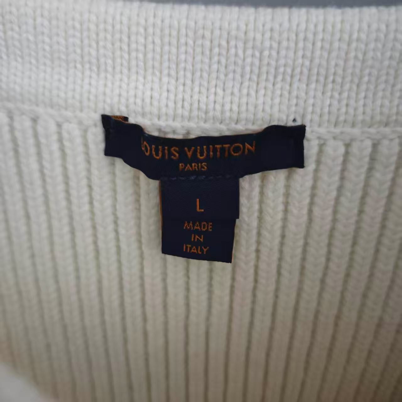 Louis Vuitton White Off-Shoulder Knit Top — detail