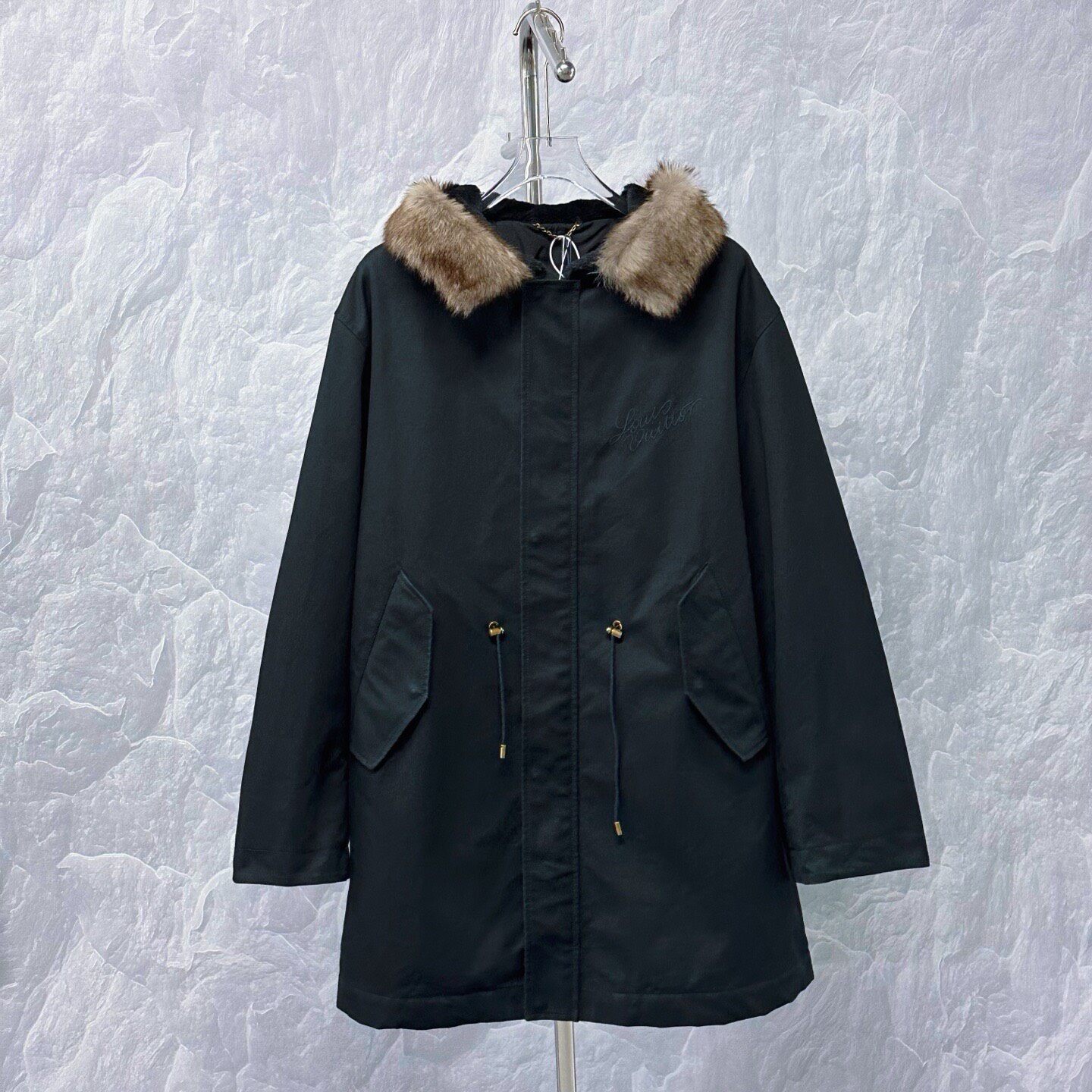 Louis Vuitton SS25 Fur Trim Hooded Coat