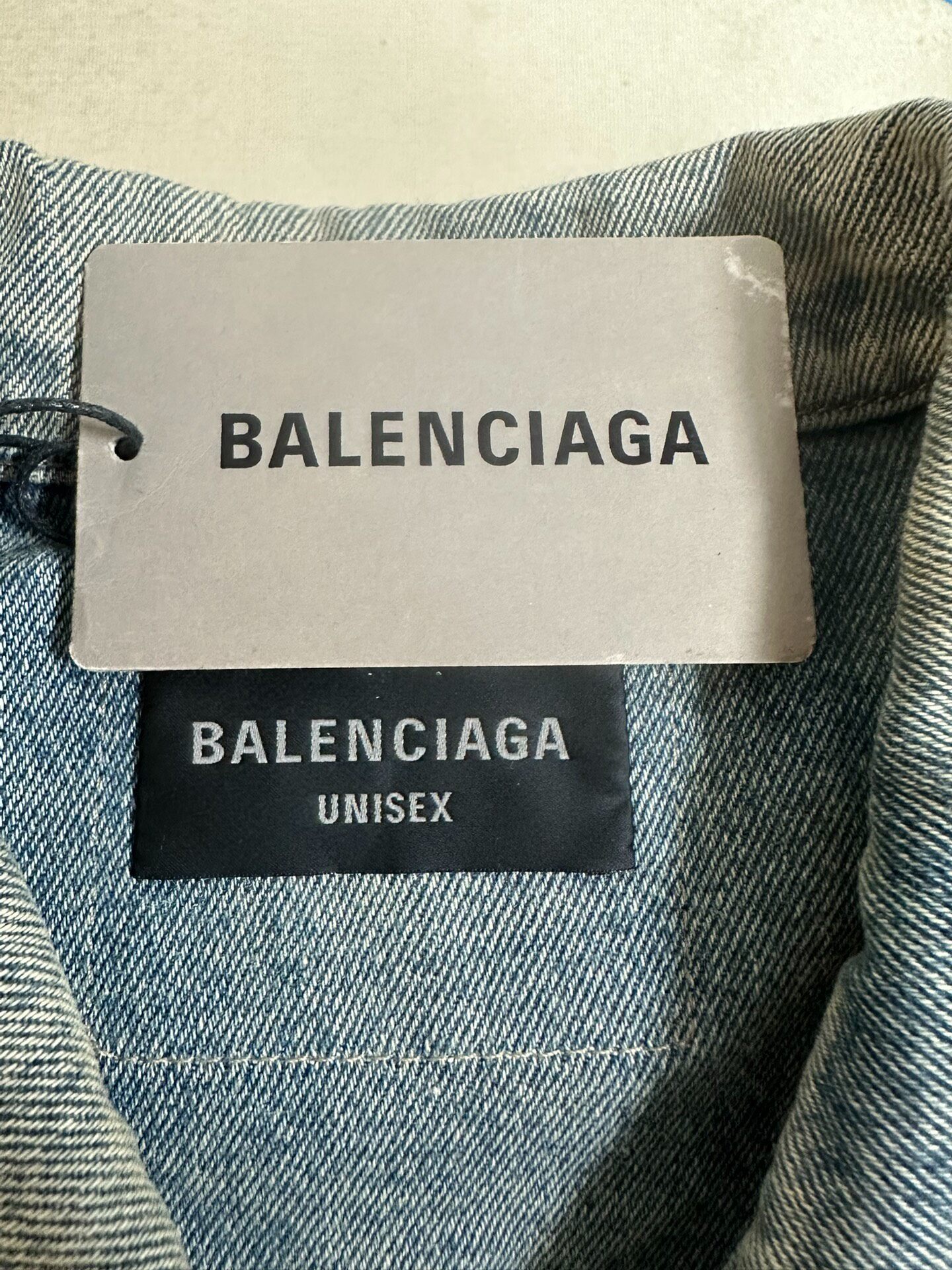 Balenciaga Faded Blue Oversized Denim Jacket — label
