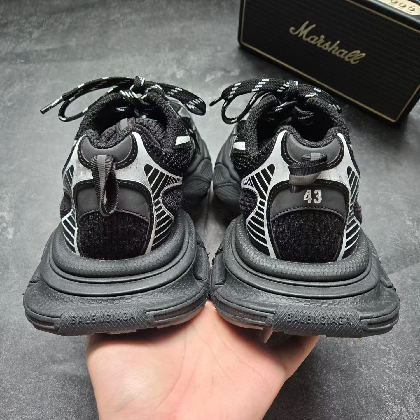 Balenciaga 3XL Black Silver Sneakers — detail