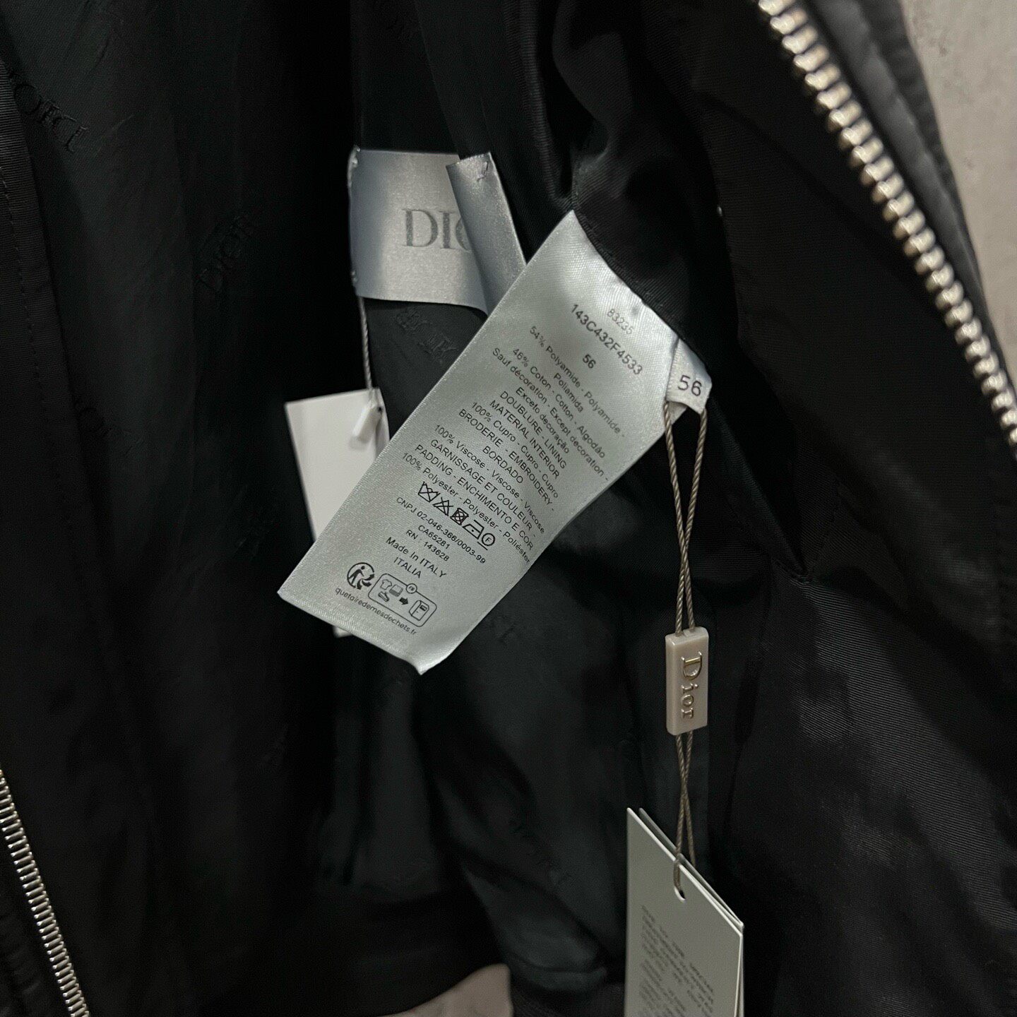 Dior 1947 Embroidered Bomber Jacket — label
