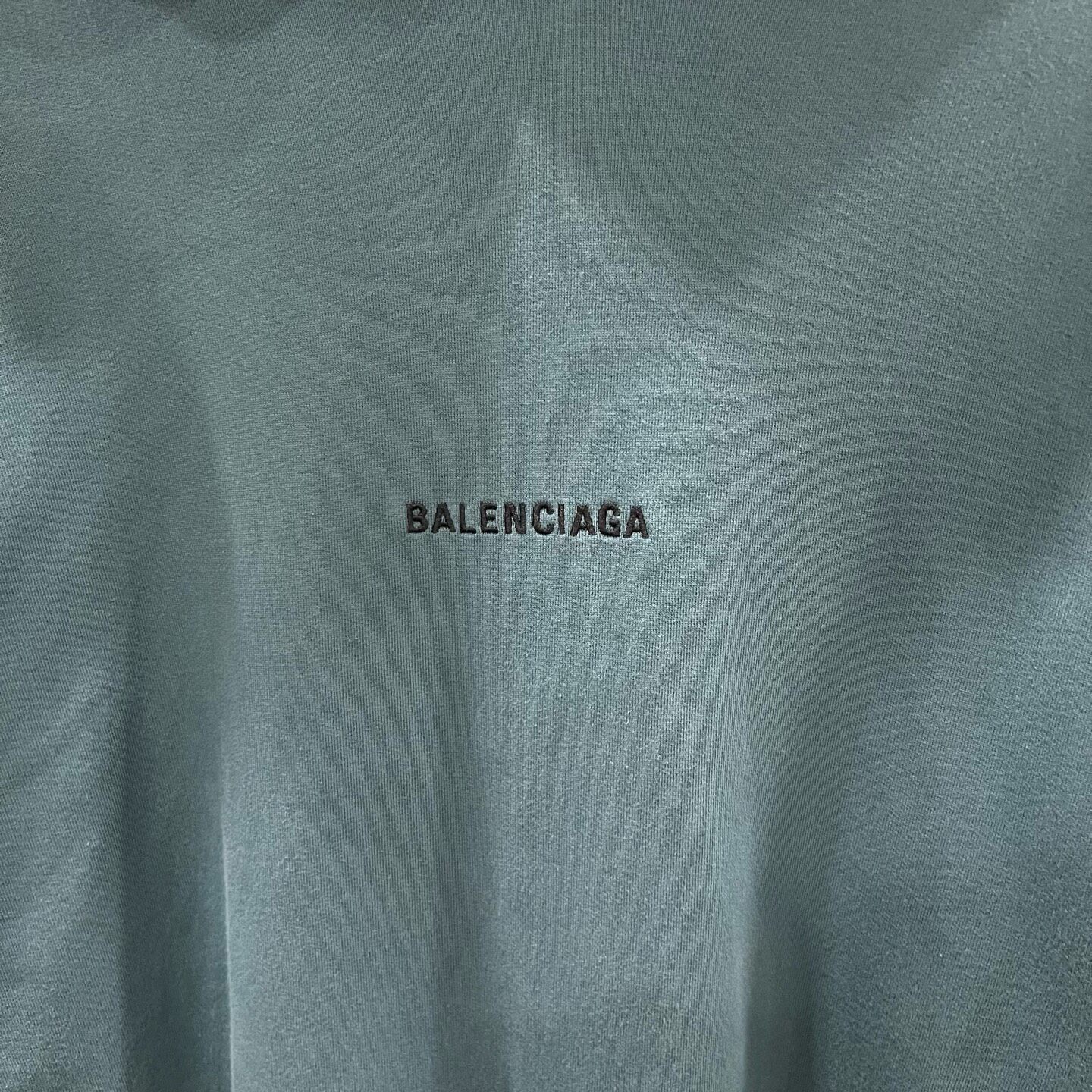 Balenciaga Teal Logo Hoodie — front