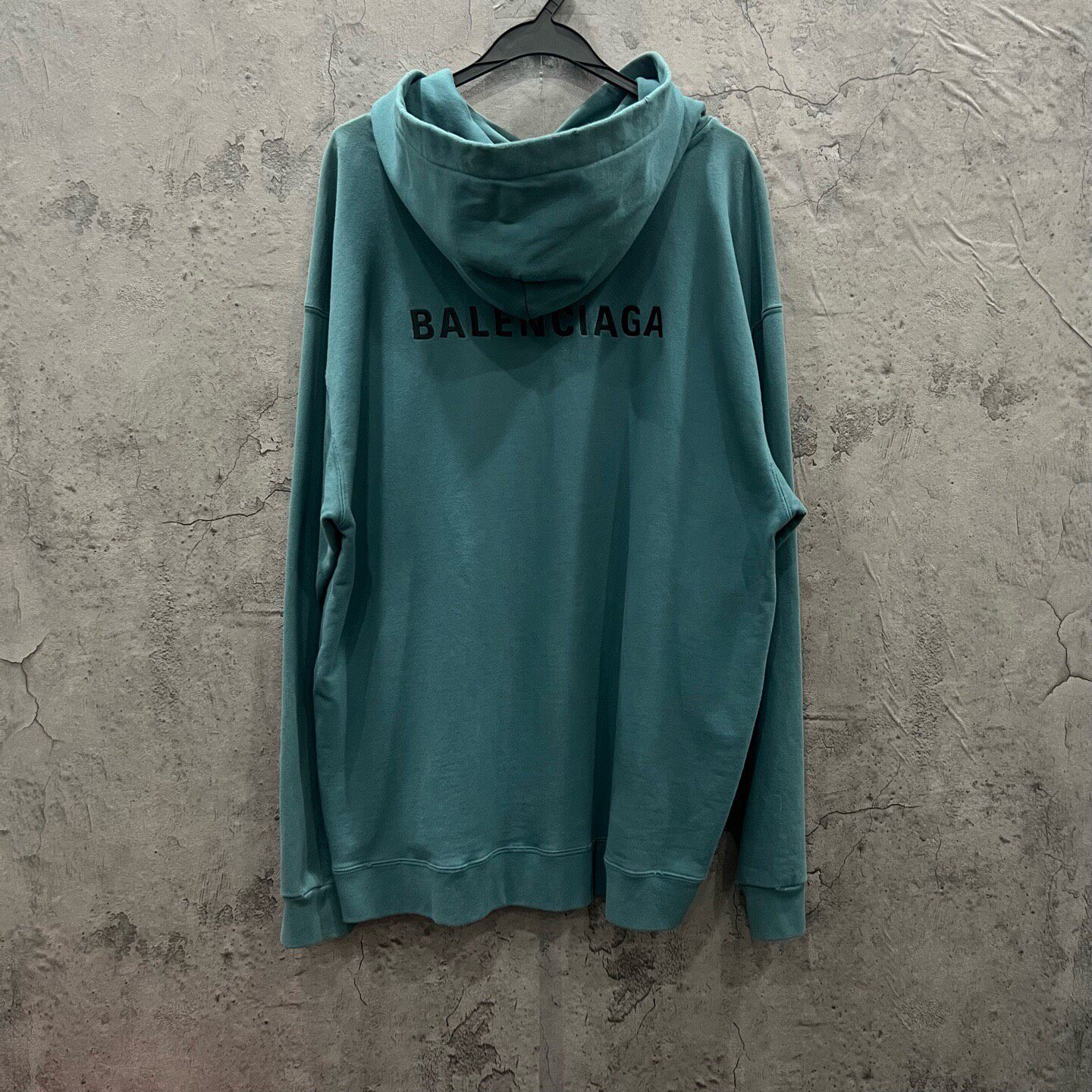 Balenciaga Teal Logo Hoodie — label