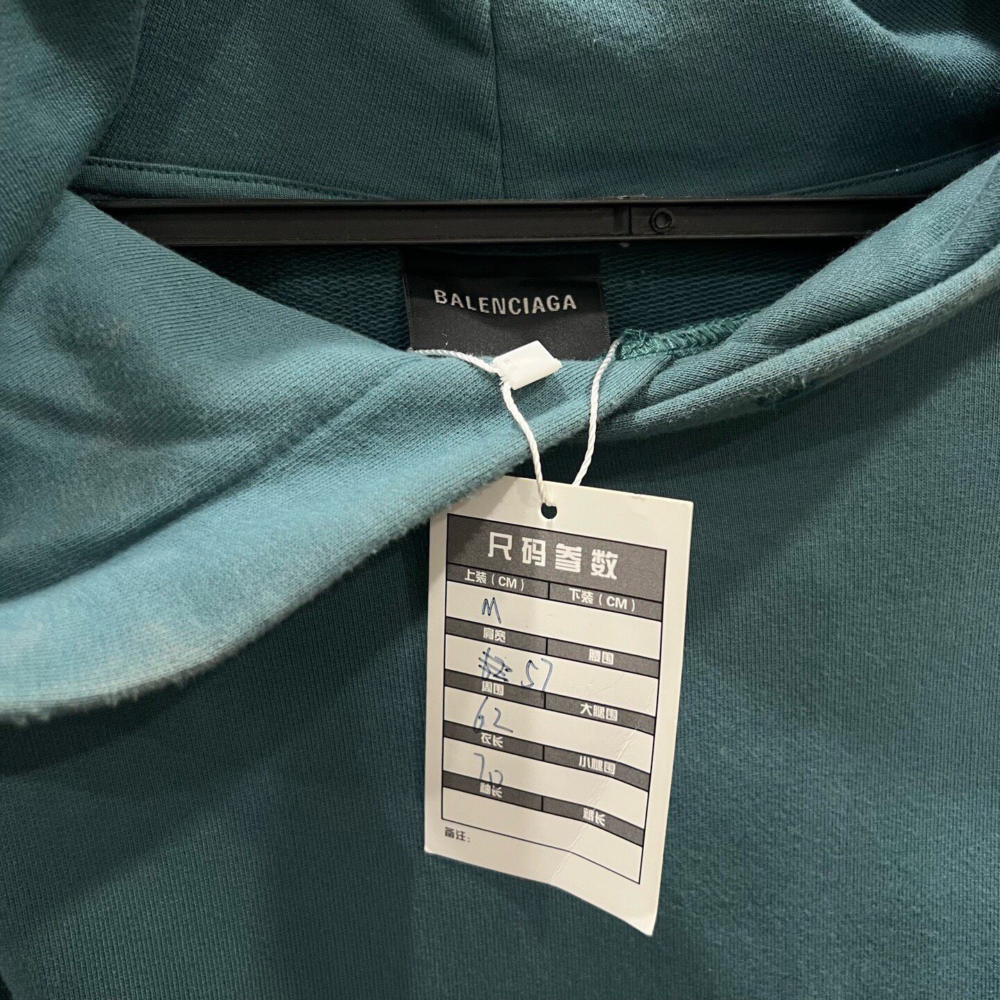 Balenciaga Teal Logo Hoodie — detail