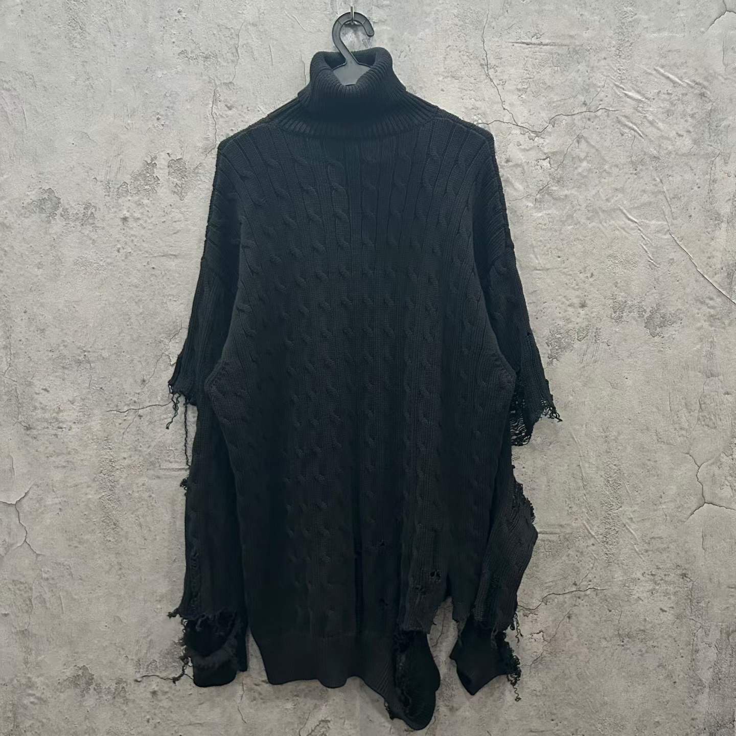 Balenciaga Embroidered Distressed Knit Sweater — front