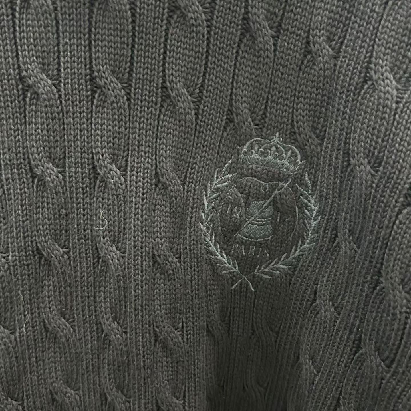 Balenciaga Embroidered Distressed Knit Sweater — detail