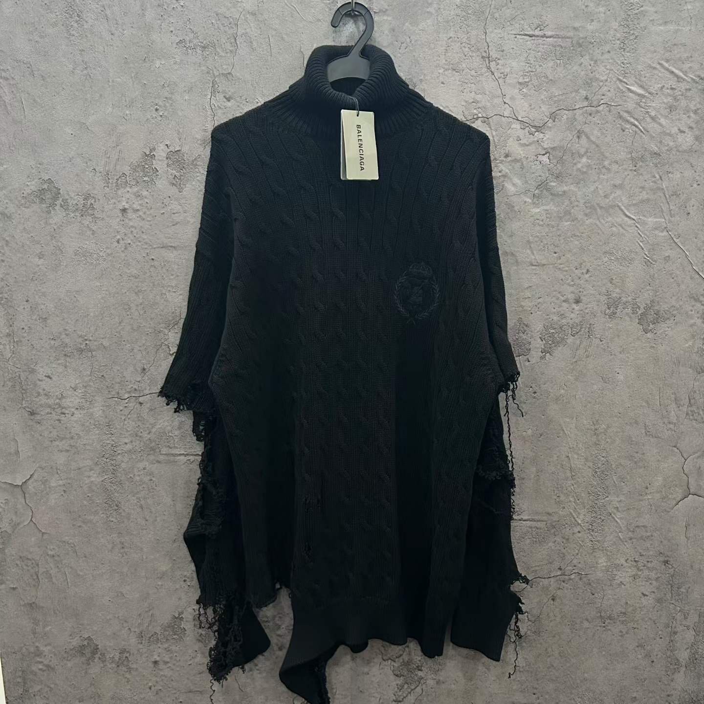 Balenciaga Embroidered Distressed Knit Sweater