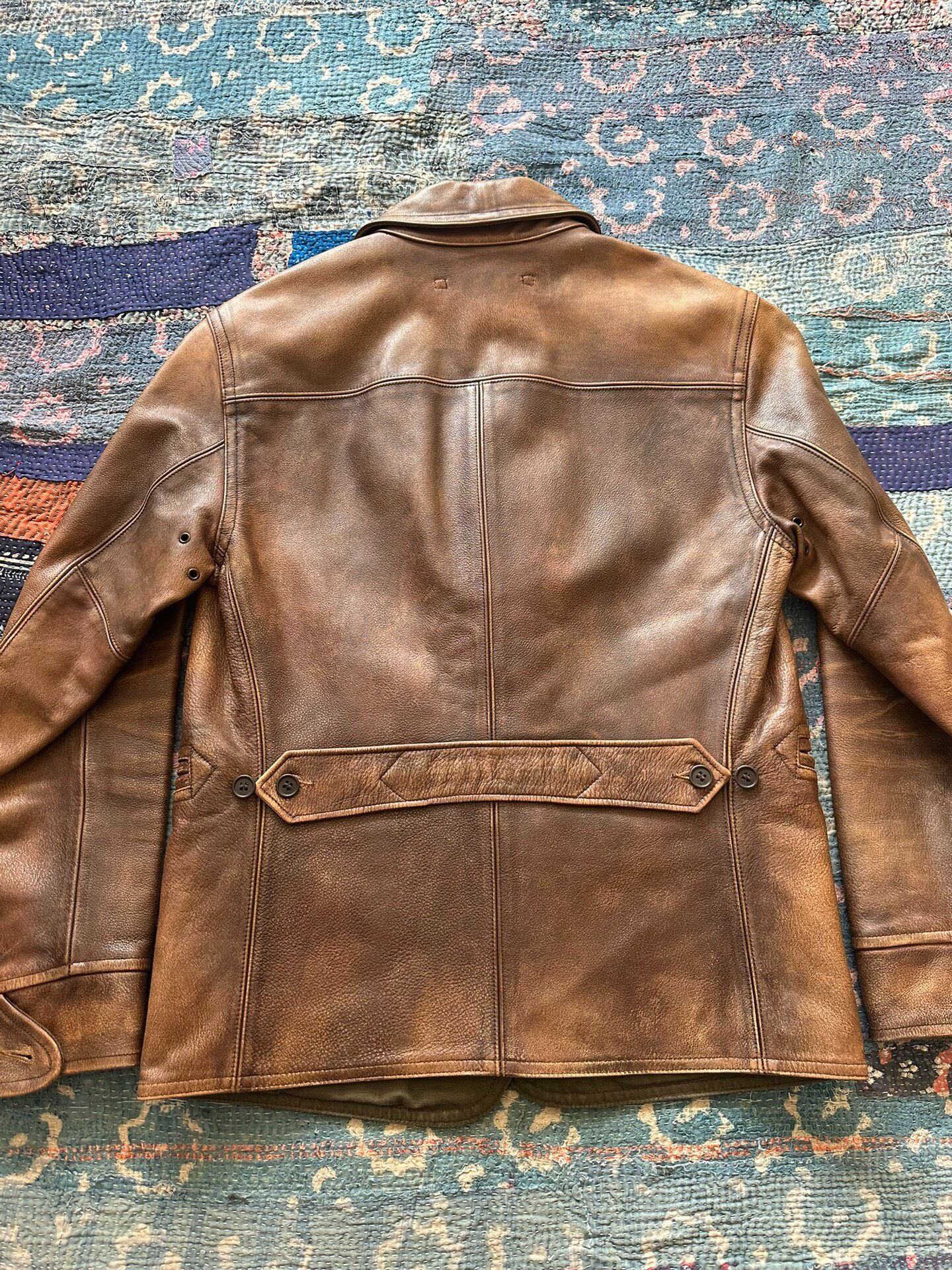 RRL Distressed Leather Jacket — front