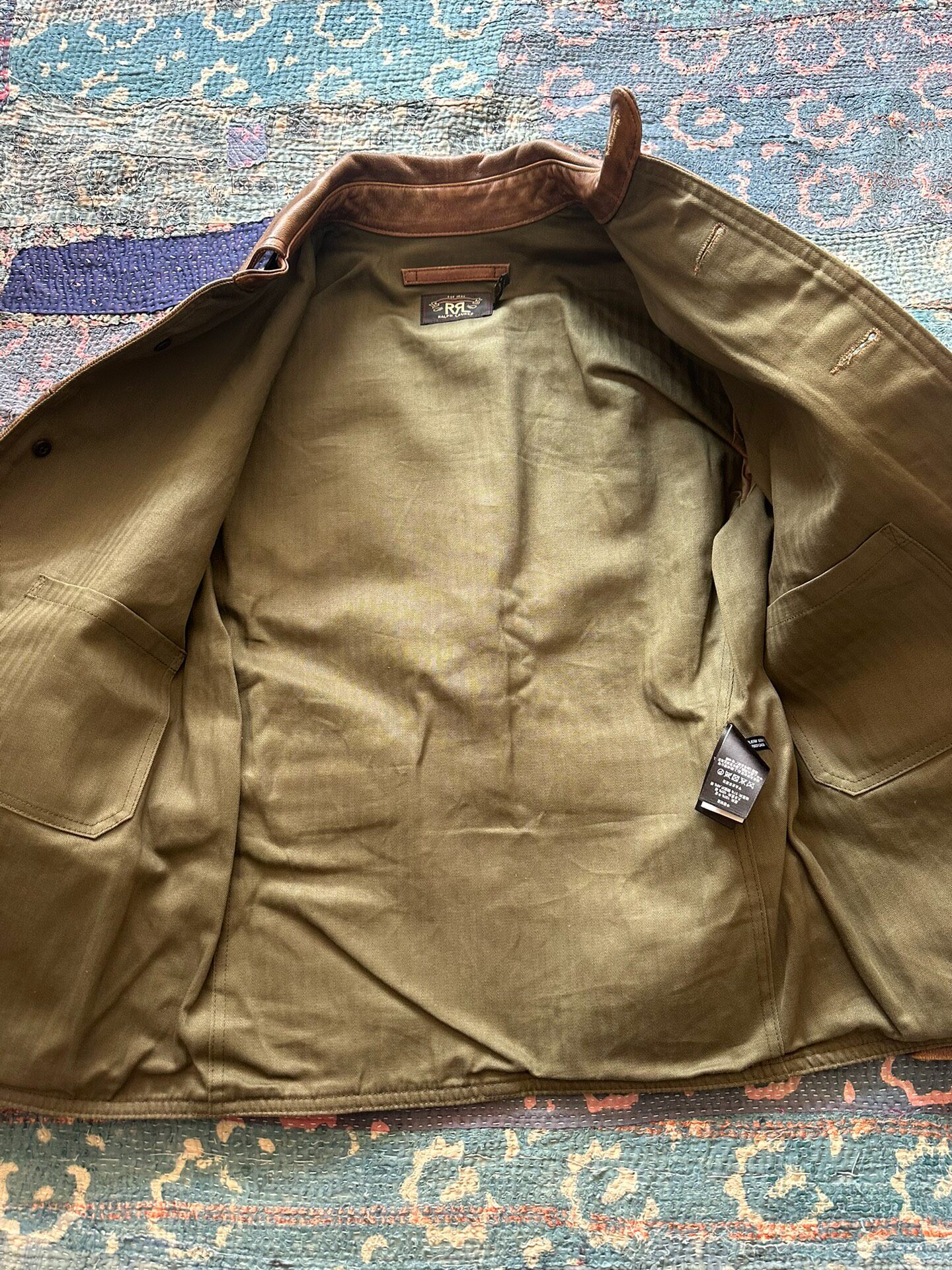 RRL Distressed Leather Jacket — detail