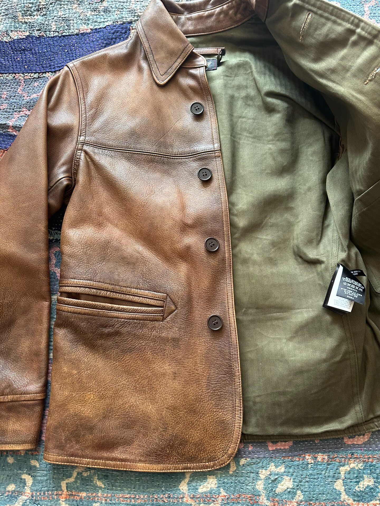 RRL Distressed Leather Jacket — back