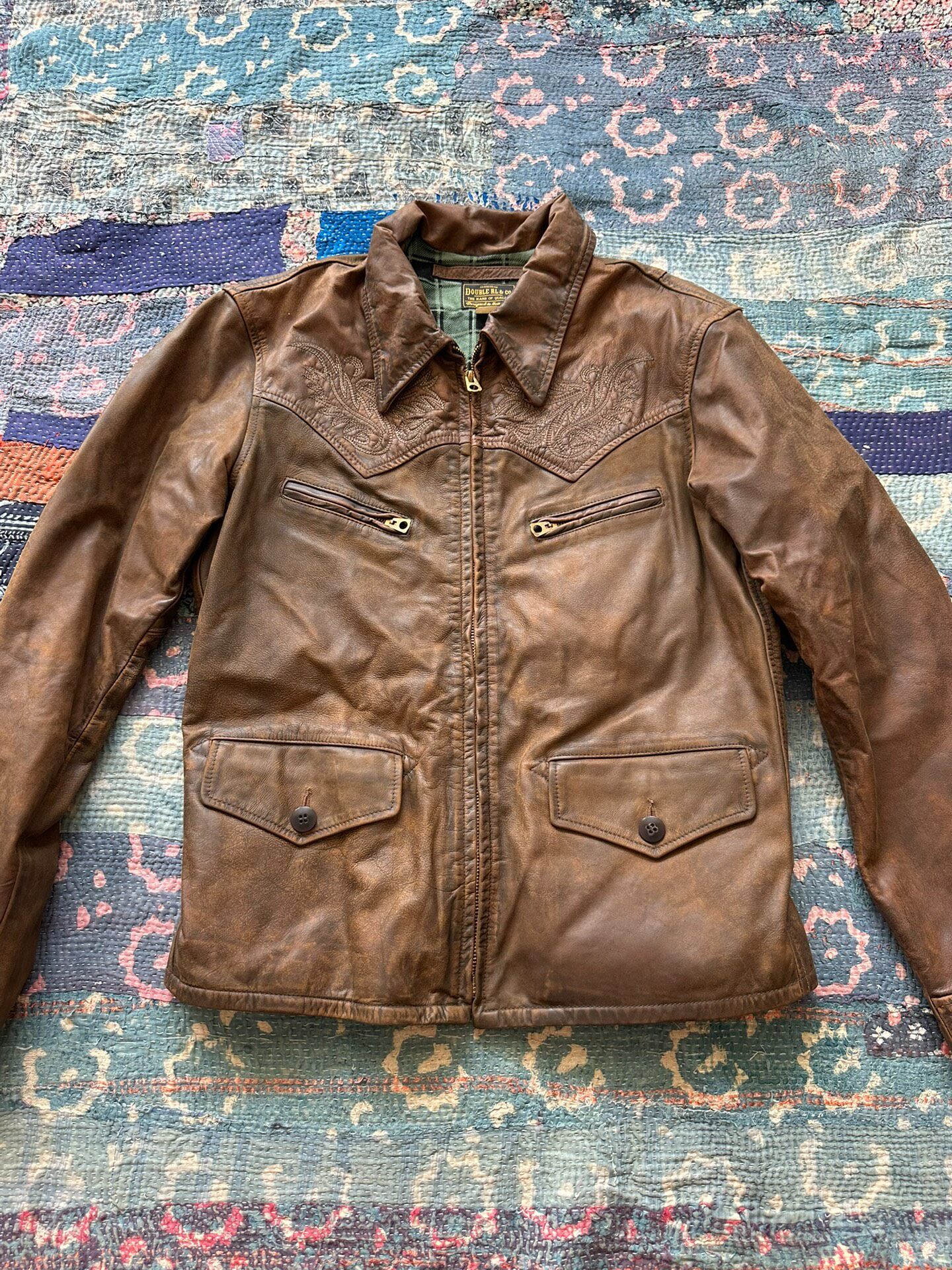 RRL Embroidered Western Leather Jacket