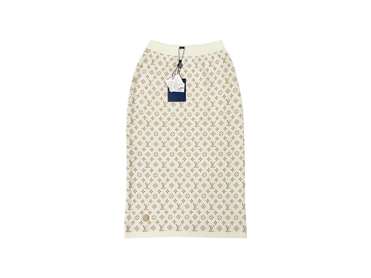 Louis Vuitton Beige Monogram Knit Skirt