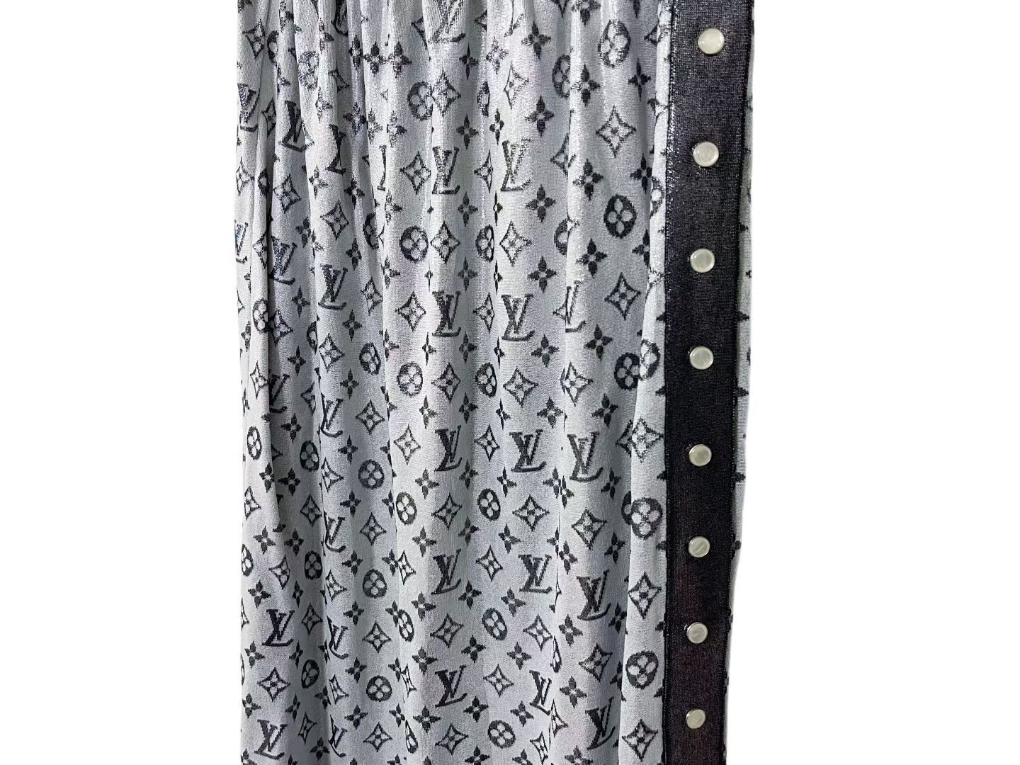 Louis Vuitton Silver Gray Monogram Maxi Skirt — front