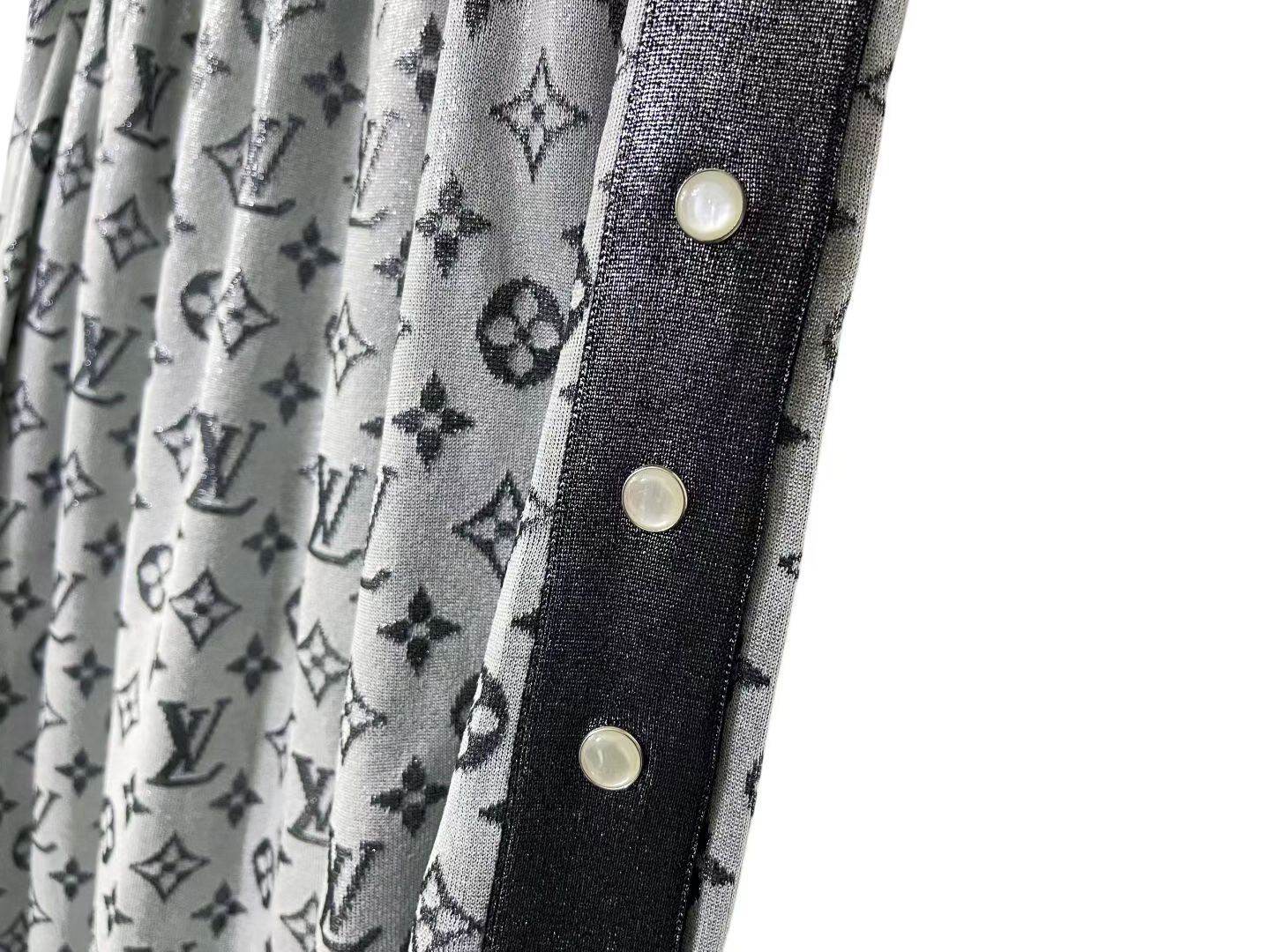 Louis Vuitton Silver Gray Monogram Maxi Skirt — detail