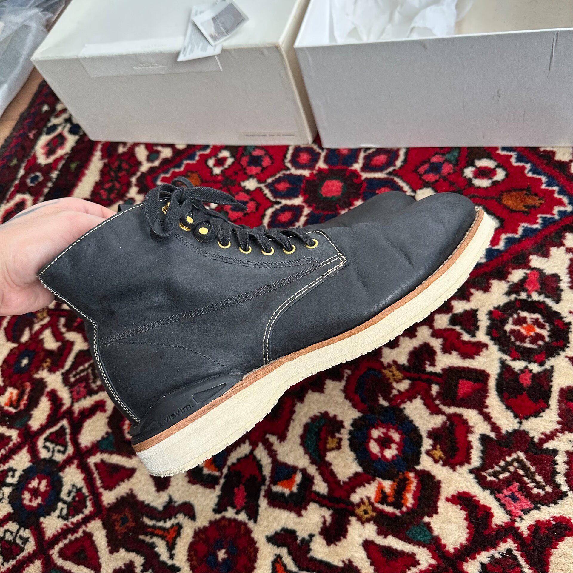 Visvim 18AW Virgil Black Work Boots — front