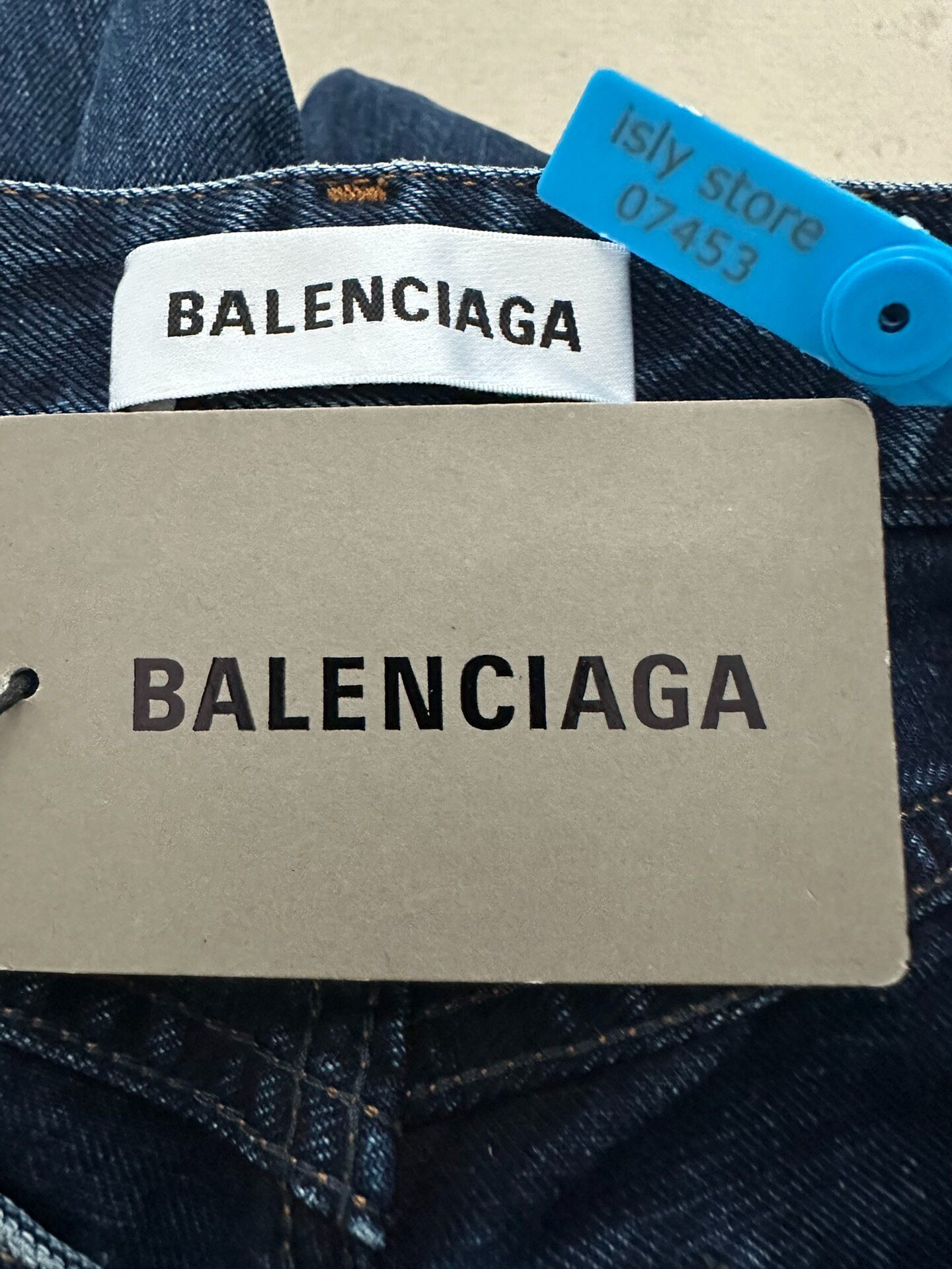 Balenciaga Women’s Blue Loose Denim Jeans — label