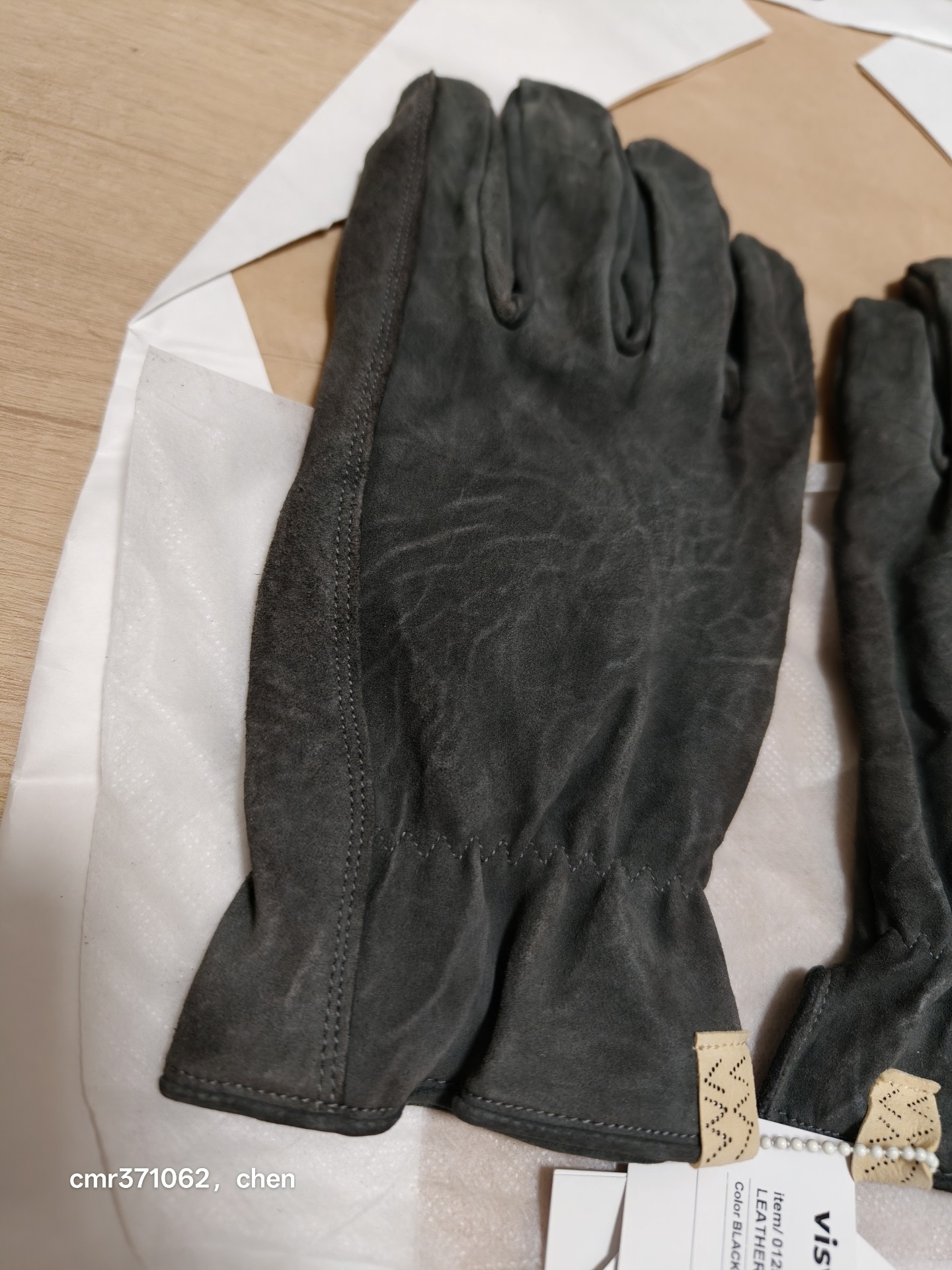 Visvim 25AW Black Leather Biker Gloves — front
