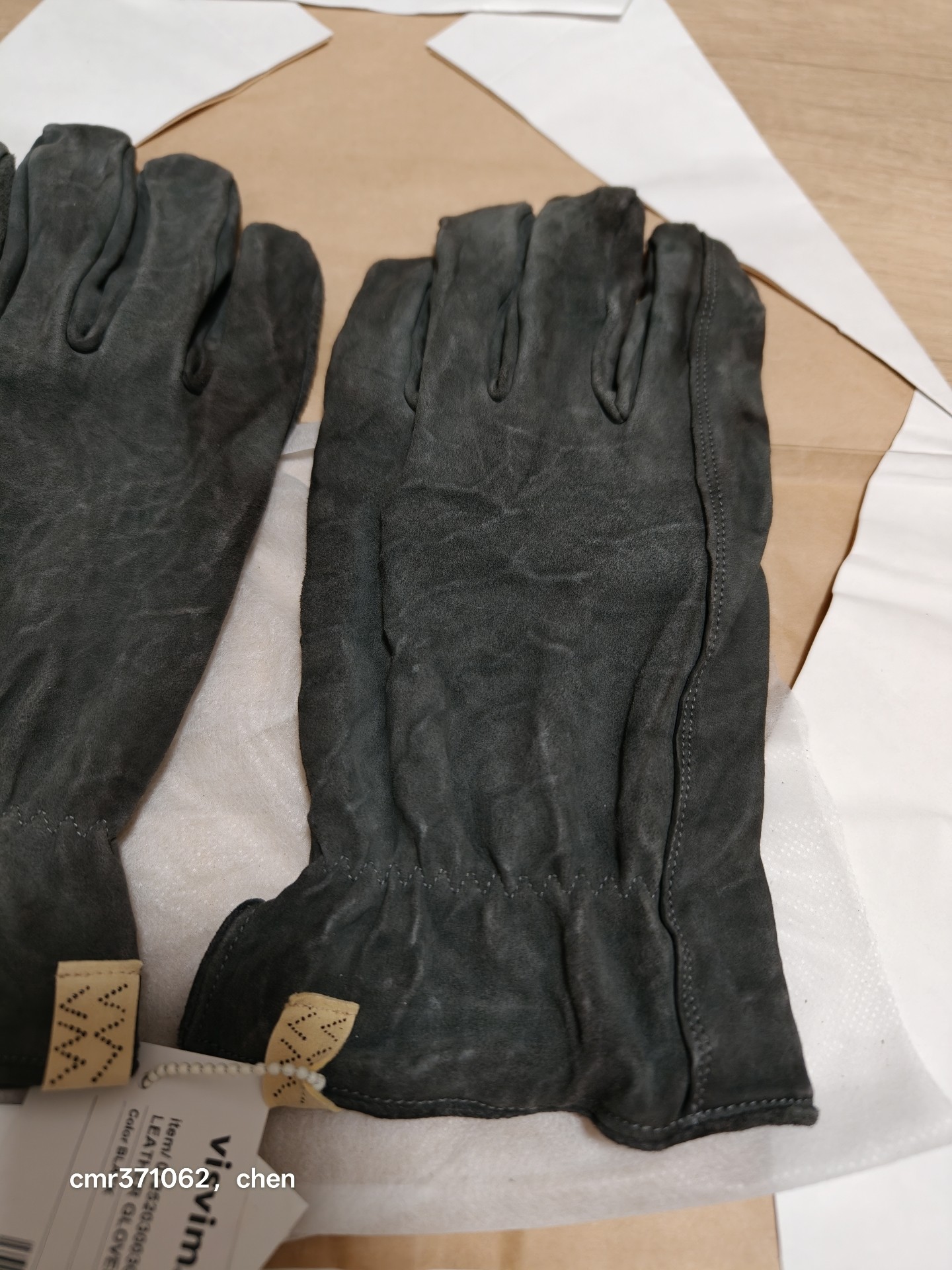 Visvim 25AW Black Leather Biker Gloves — detail