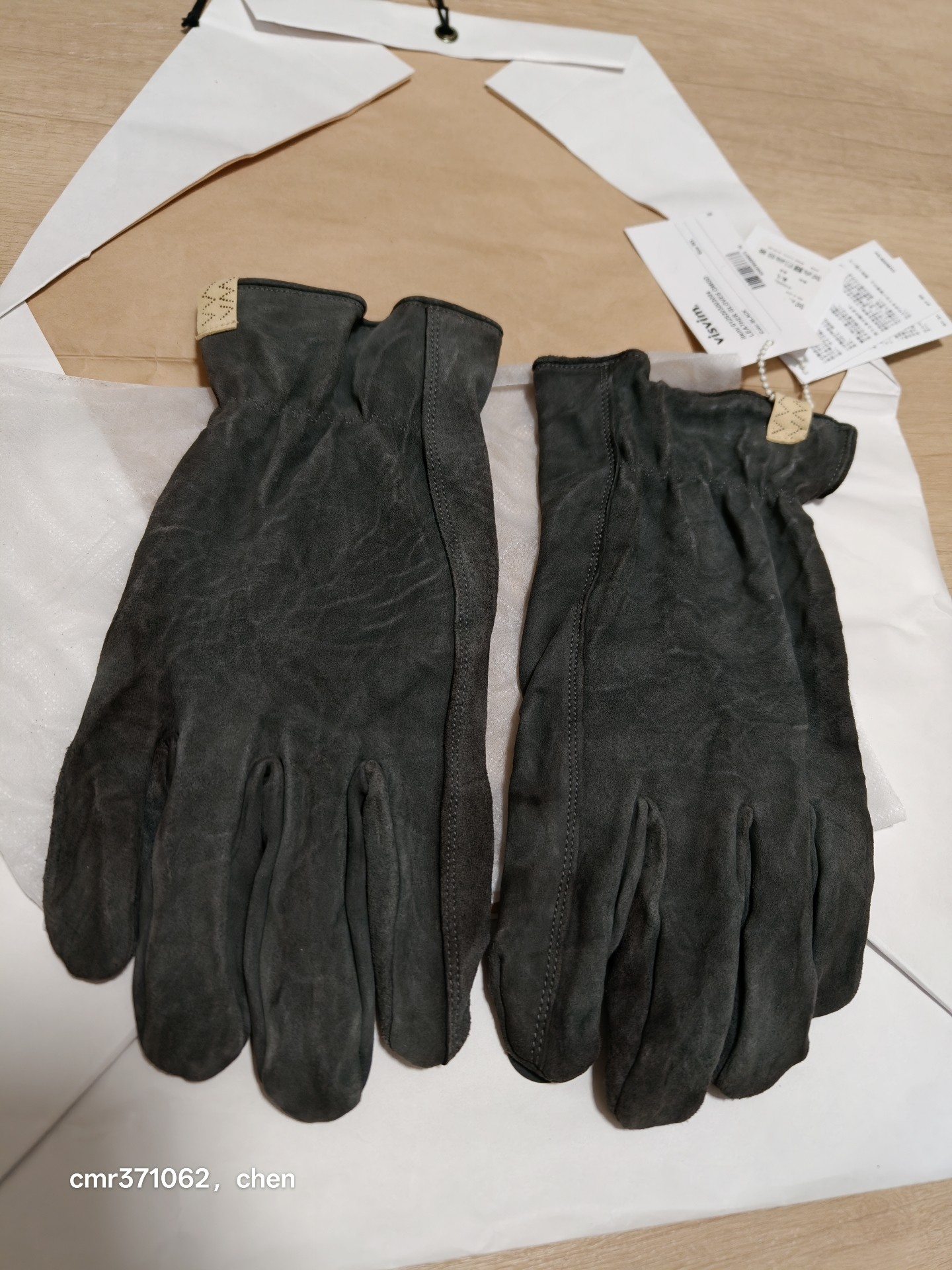Visvim 25AW Black Leather Biker Gloves — back