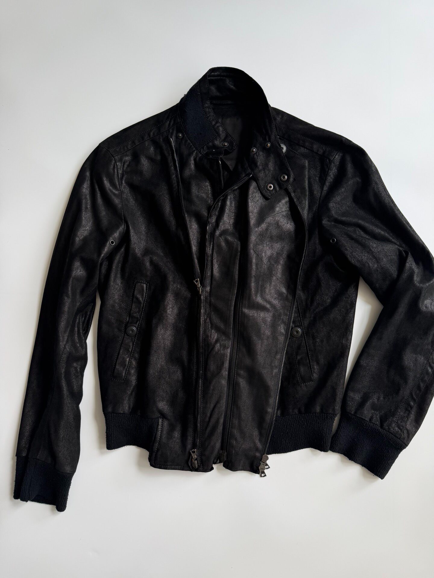 Y's for Men Multi-zip Leather Jacket — back