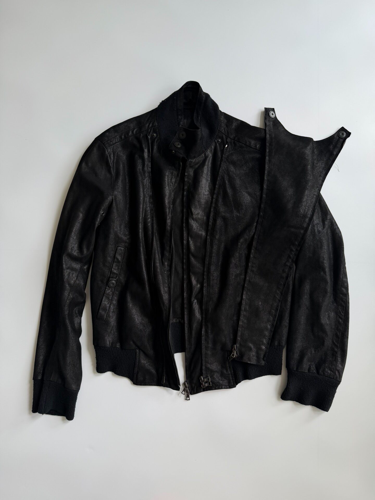 Y's for Men Multi-zip Leather Jacket — detail